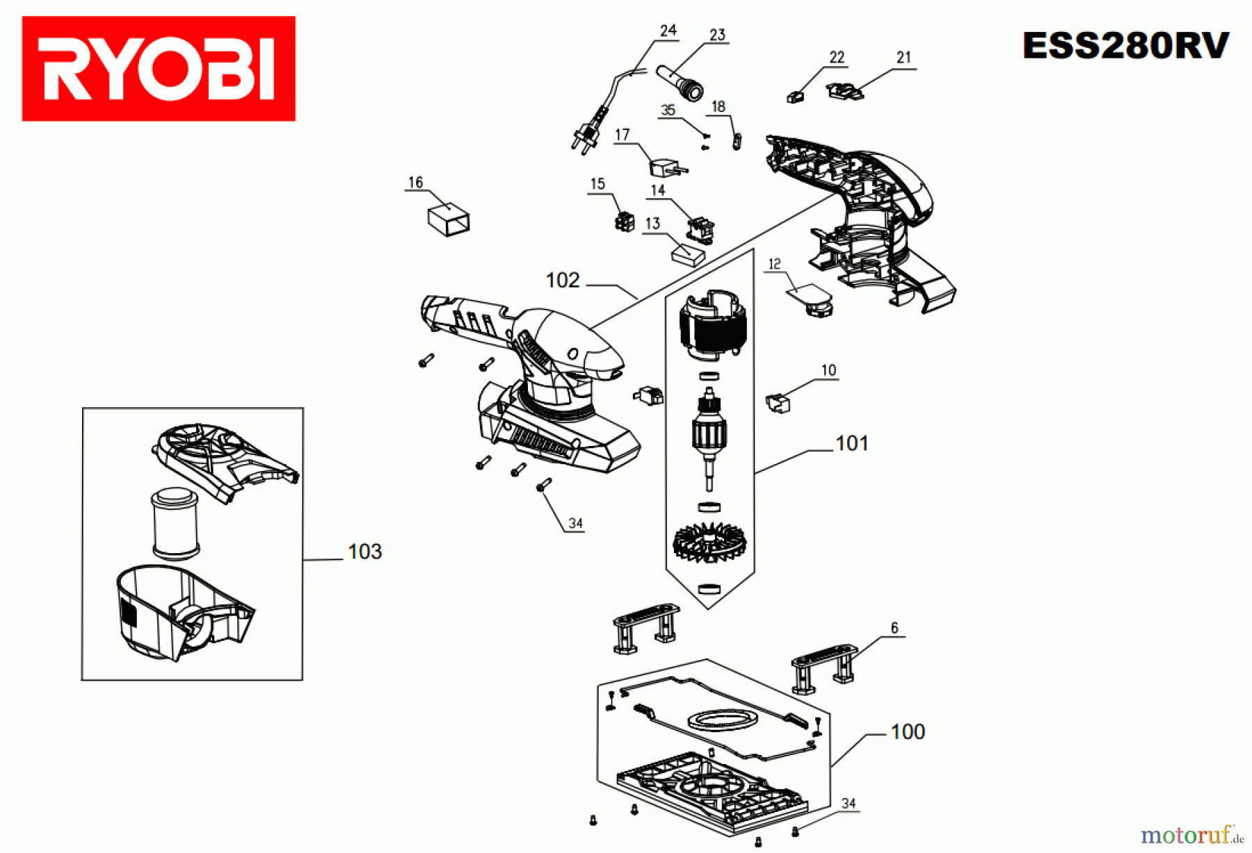  Ryobi Schleifgeräte Schwingschleifer ESS280RV Seite 1