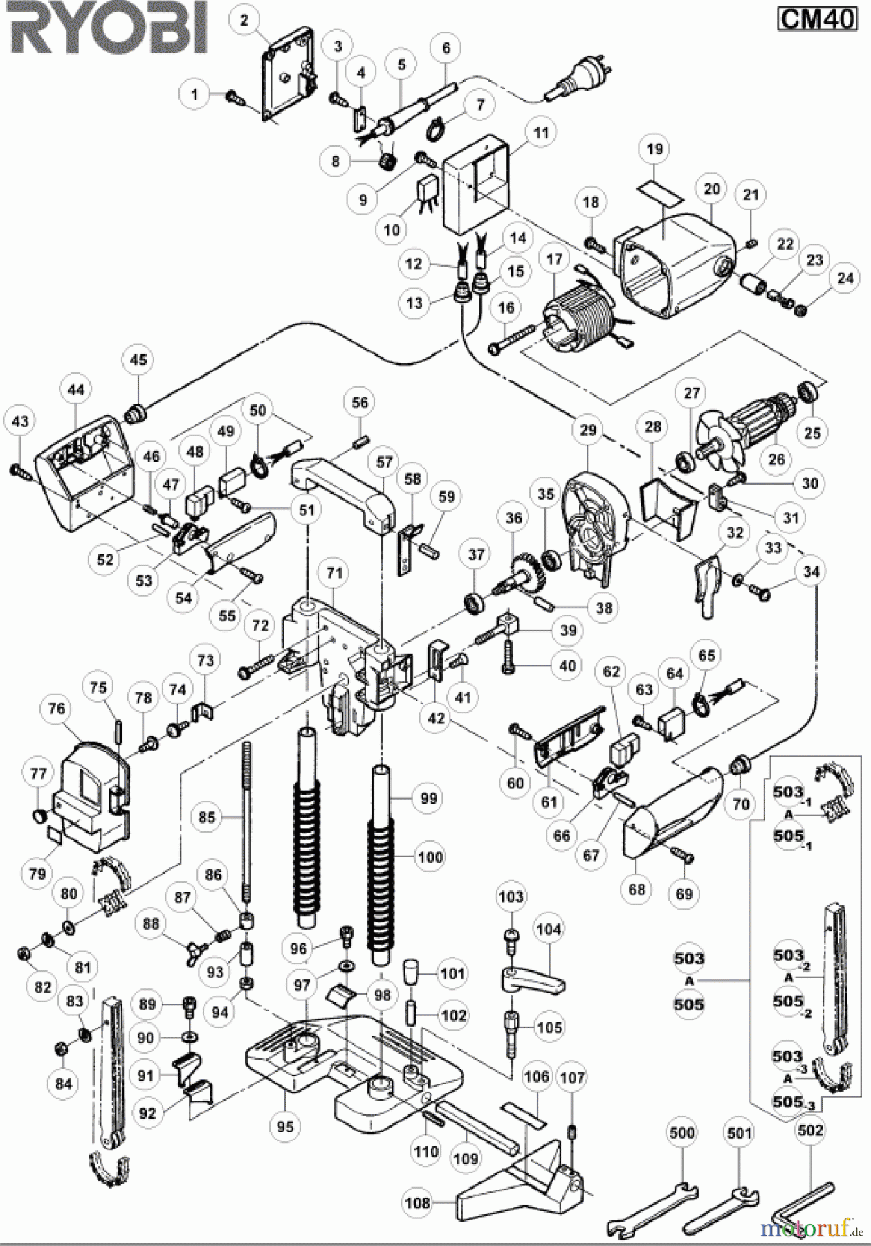 Ryobi Schleifgeräte Standschleifmaschinen CM40 Seite1