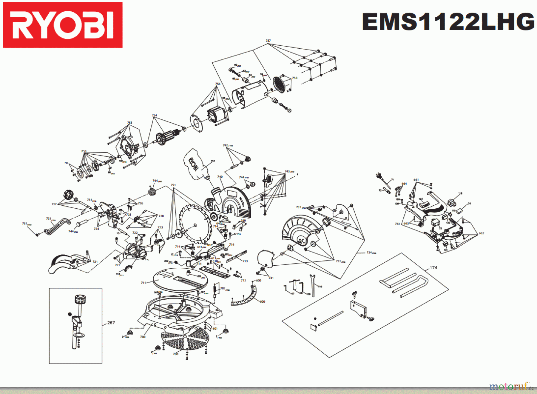 Ryobi Sägen Kapp- und Gehrungssägen EMS1122LHG Seite 1