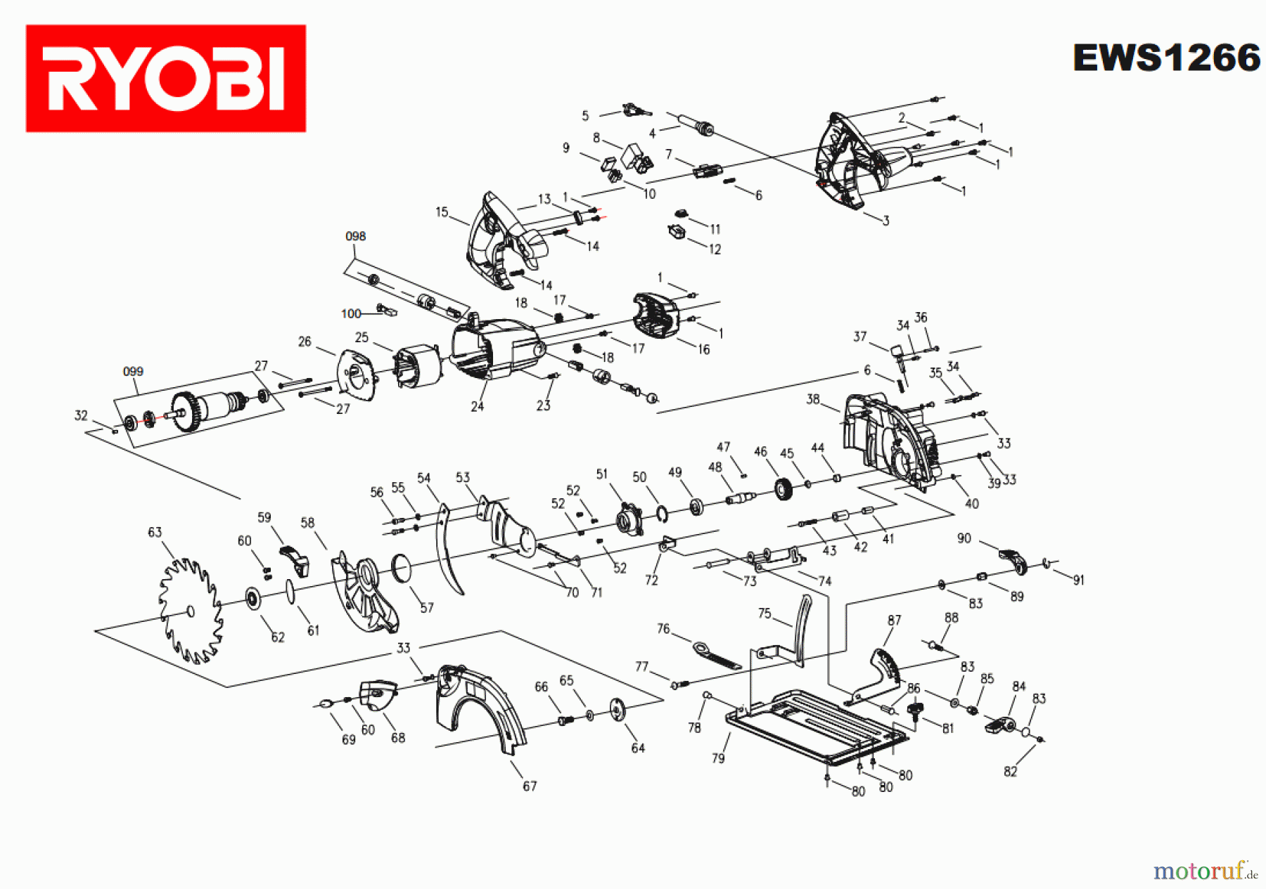 Ryobi Sägen Kreissägen EWS1266 Seite 1