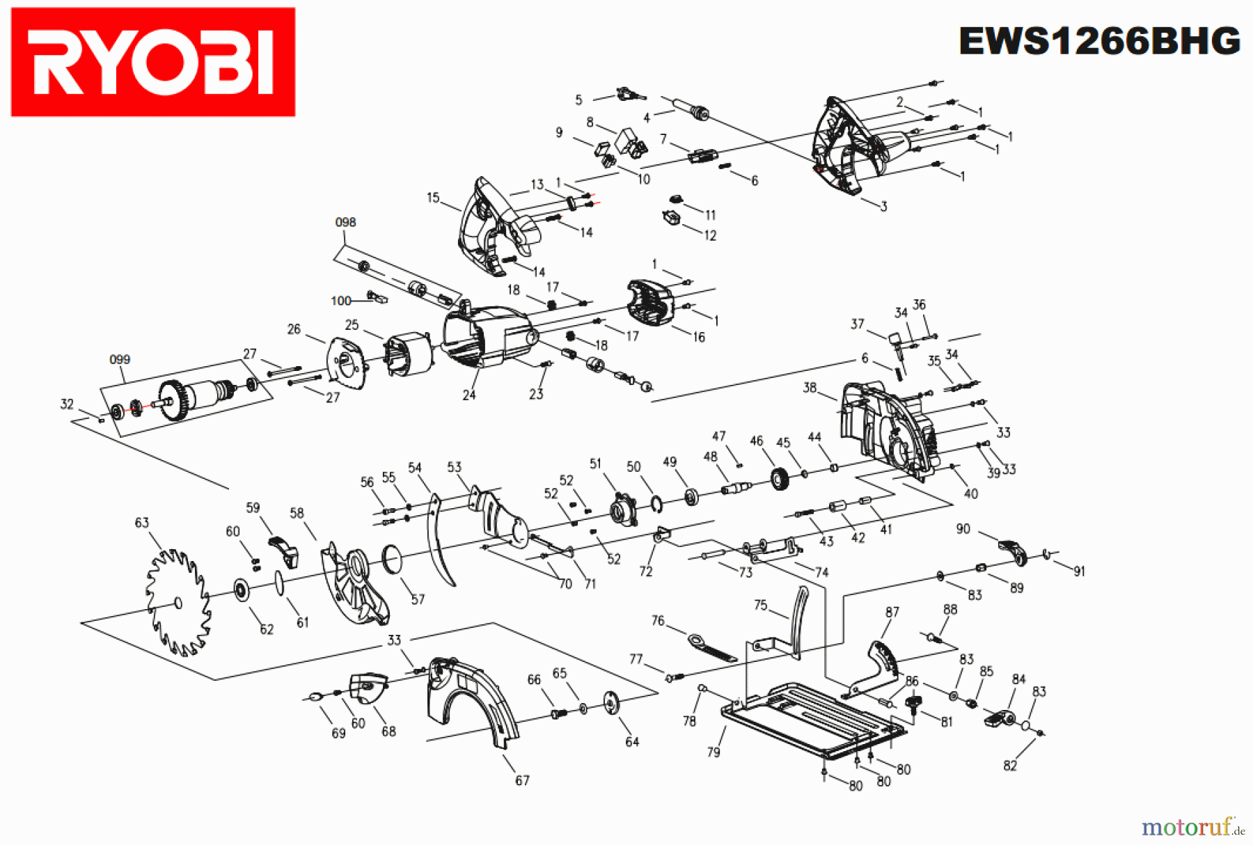  Ryobi Sägen Kreissägen EWS1266BHG Seite 1