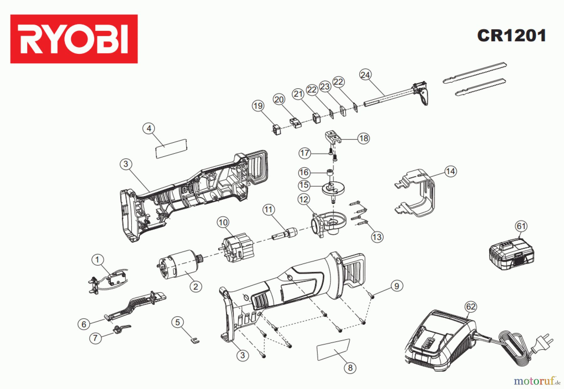Ryobi Sägen Säbelsägen CR1201 Seite 1