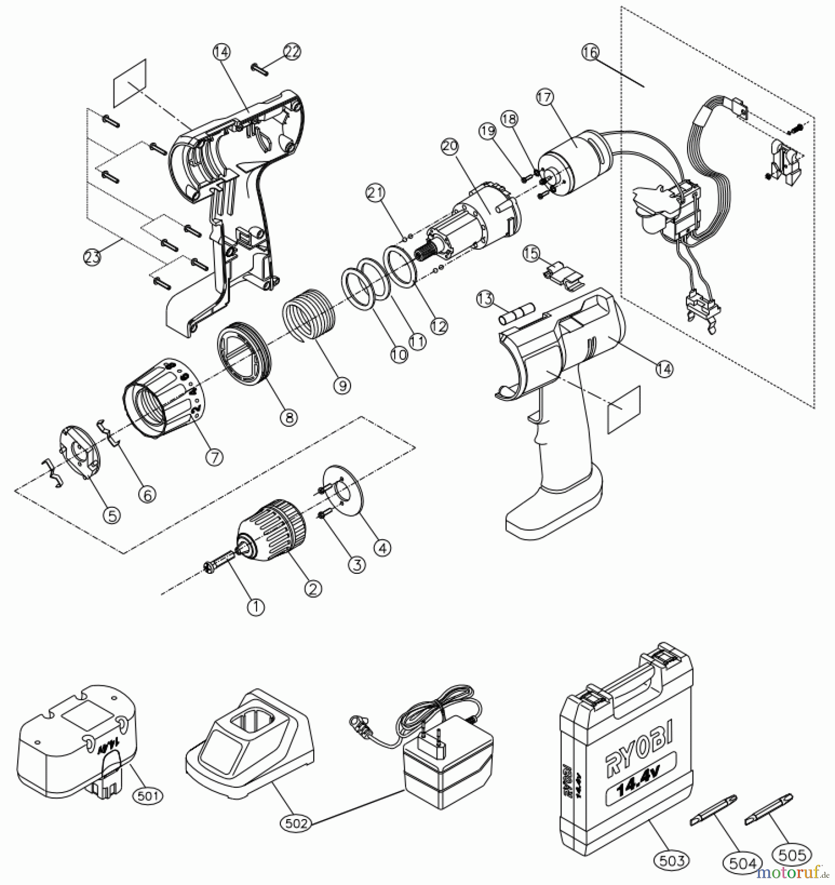  Ryobi (Schlag-)Bohrschrauber Bohrschrauber CCD1441 Seite 1