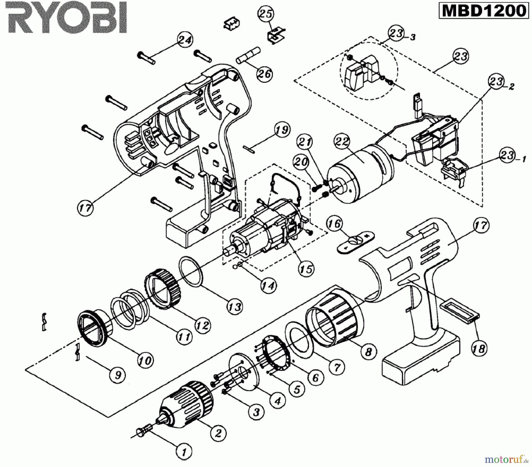 Ryobi (Schlag-)Bohrschrauber Bohrschrauber MBD1200