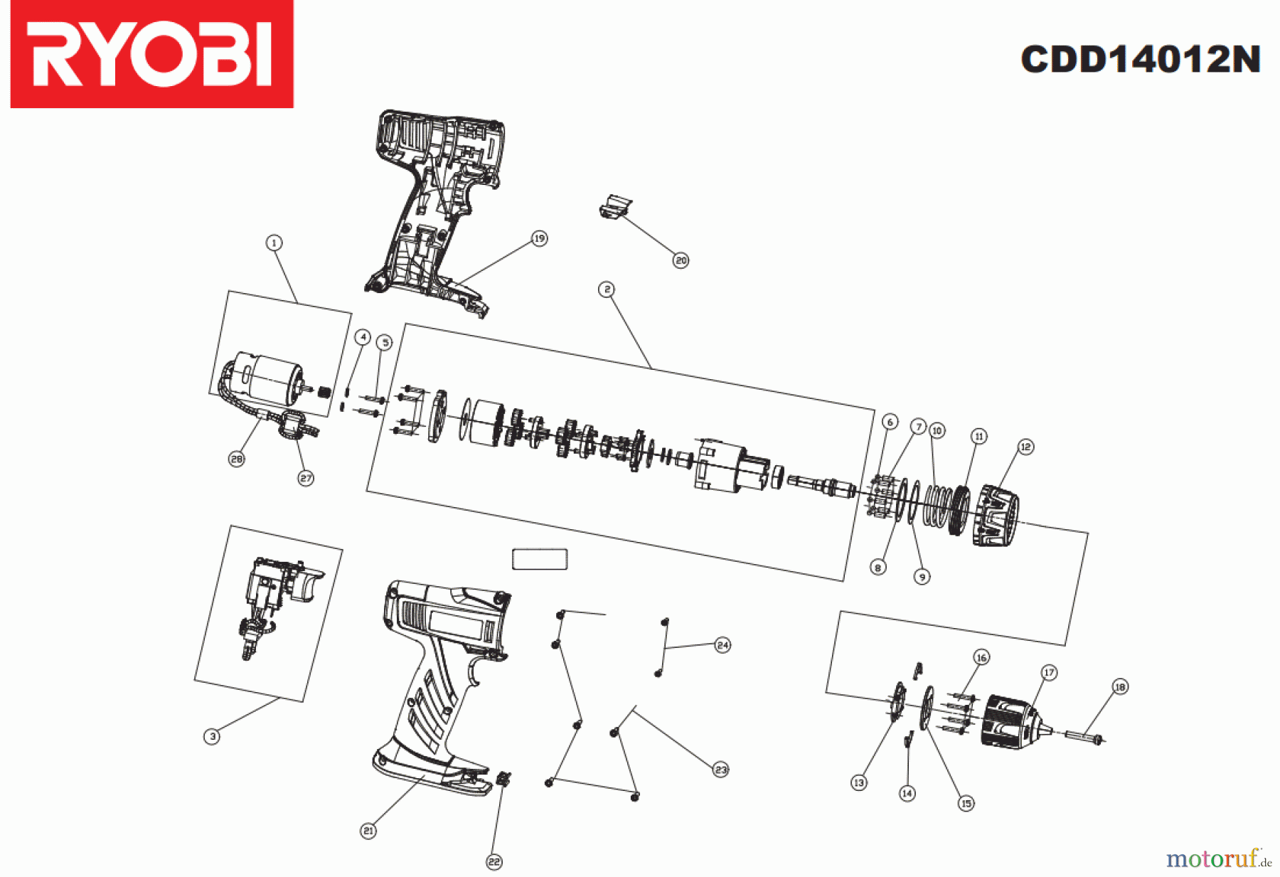Ryobi (Schlag-)Bohrschrauber Bohrschrauber CDD14012N Seite 1