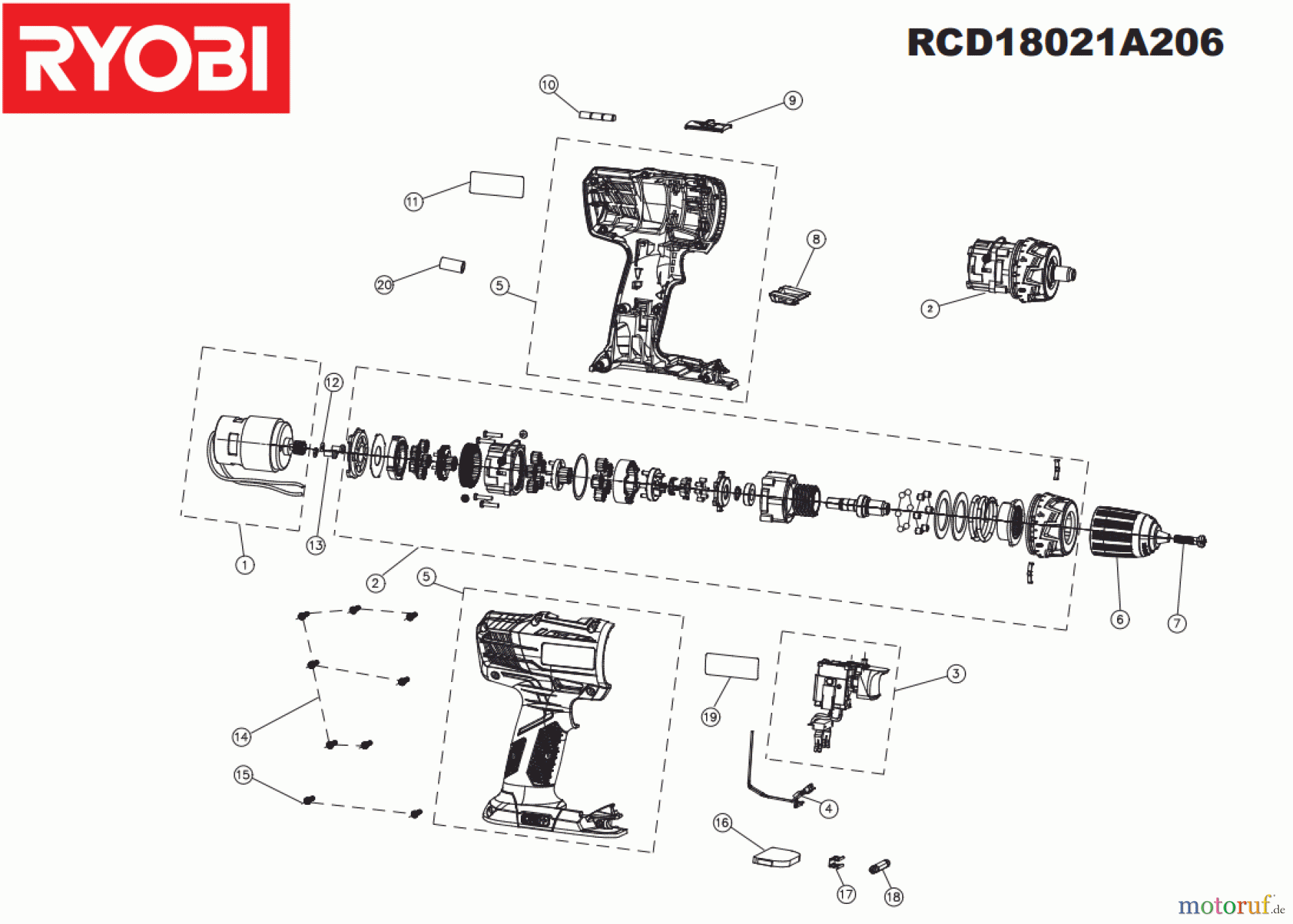 Ryobi (Schlag-)Bohrschrauber Bohrschrauber RCD18021A206