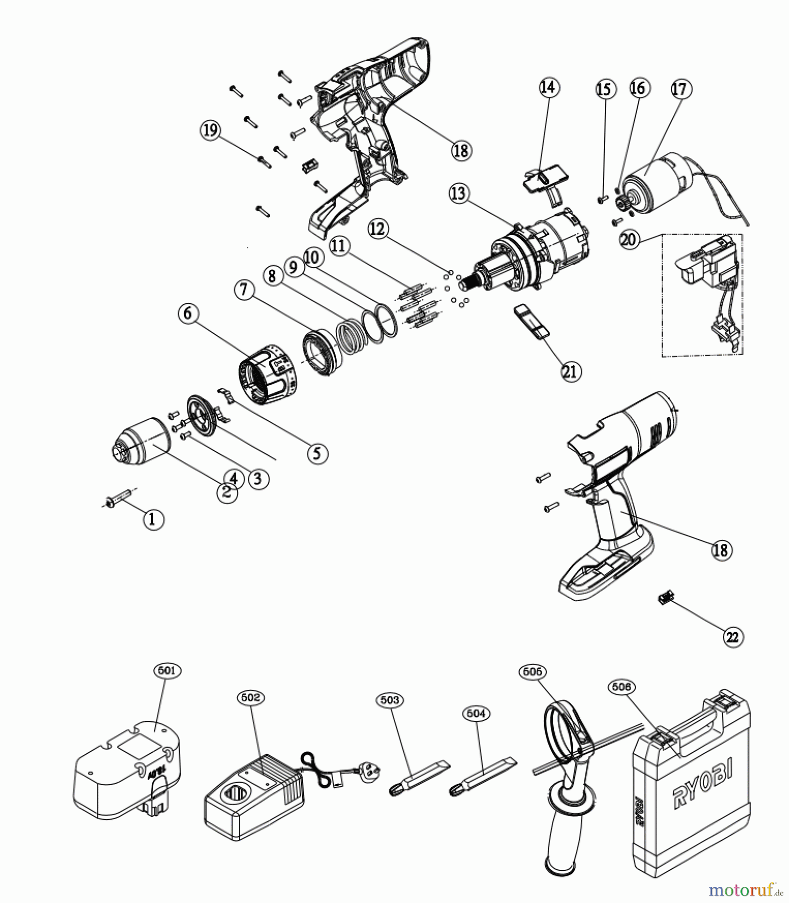 Ryobi (Schlag-)Bohrschrauber Bohrschrauber mit Schlagbohrfunktion CDI1443