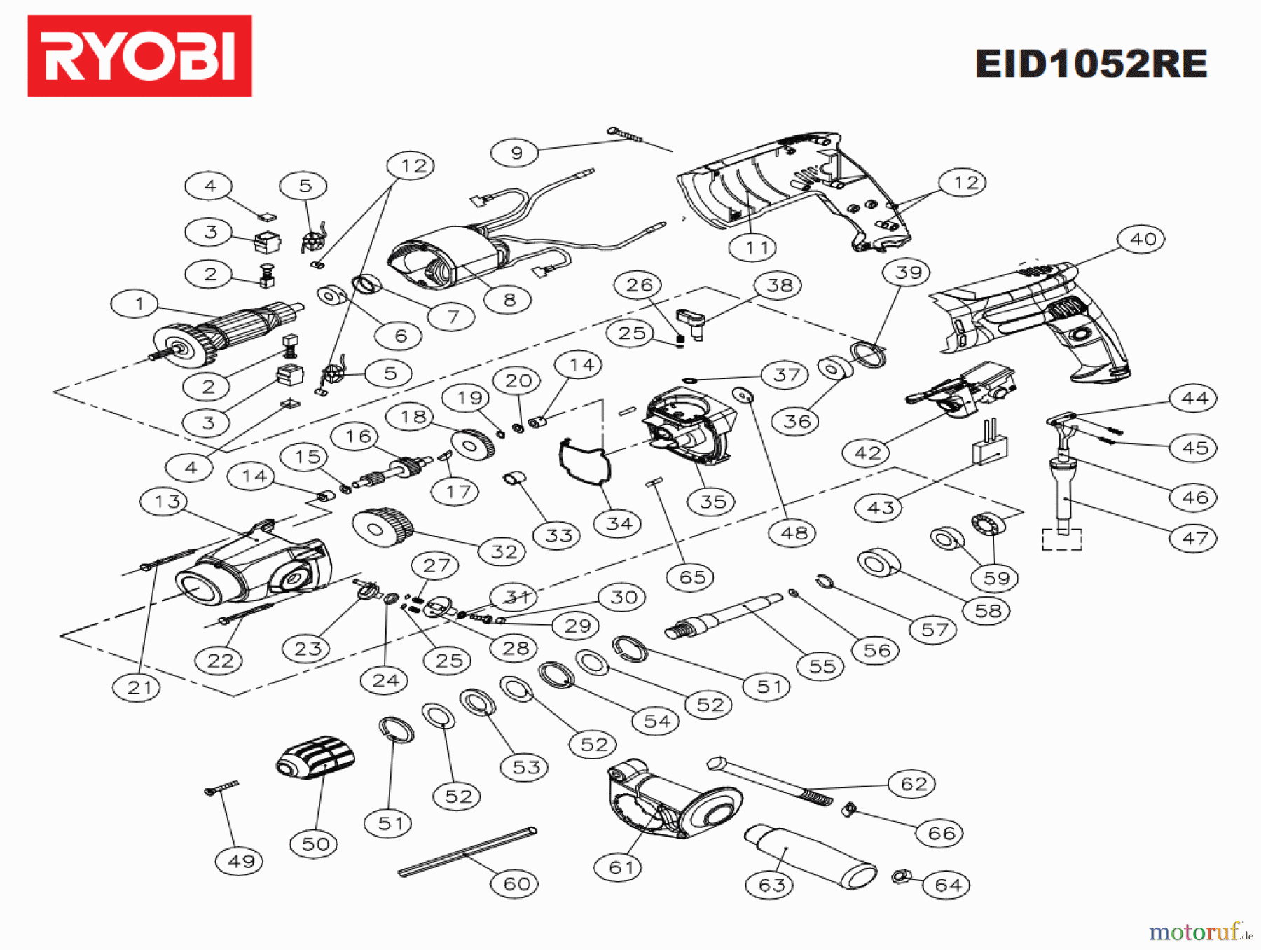 Ryobi (Schlag-)Bohrschrauber Bohrschrauber mit Schlagbohrfunktion EID1052RE