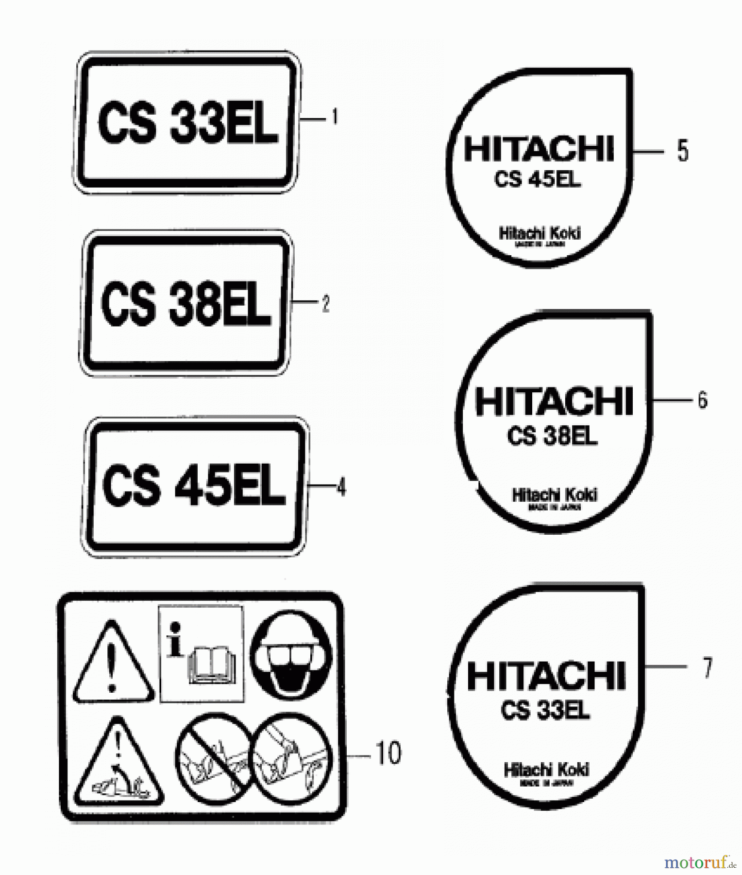 Hitachi Motorsägen ET-Liste CS33EL/38EL/40EL/45EL Seite 11