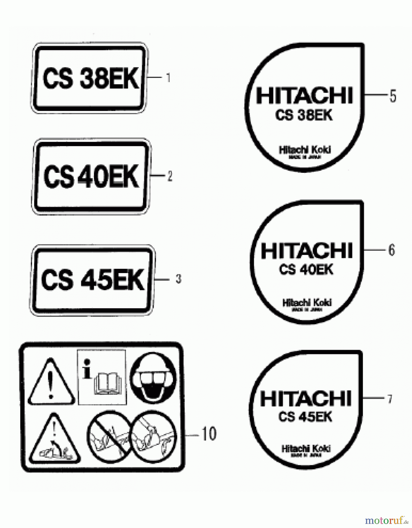 Hitachi Motorsägen ET-Liste CS38EK/CS40EK/CS45EK Seite 12
