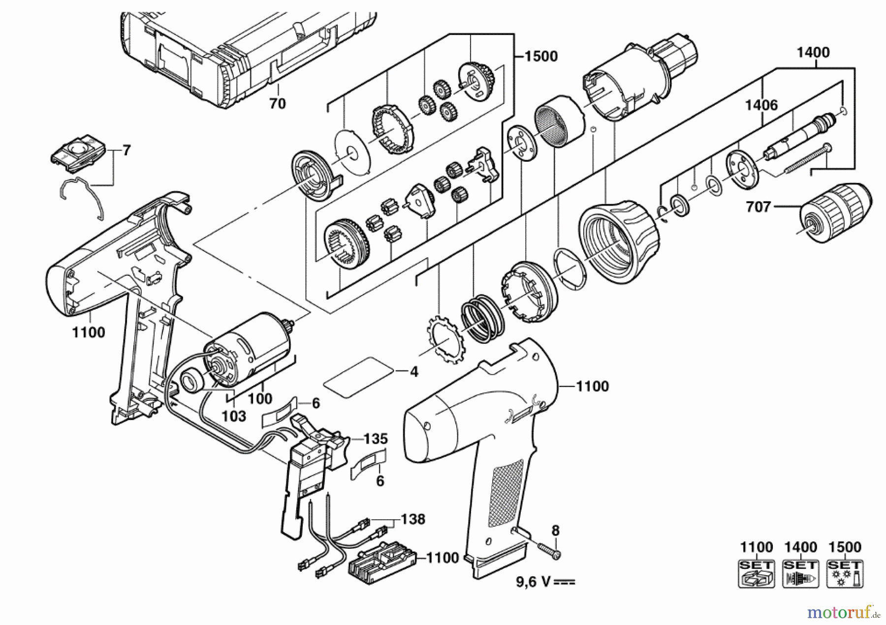  Milwaukee Akku-Geräte Bohren und Meißeln ältere Geräte PES9.6T AKKU-BOHRSCHRAUBER
