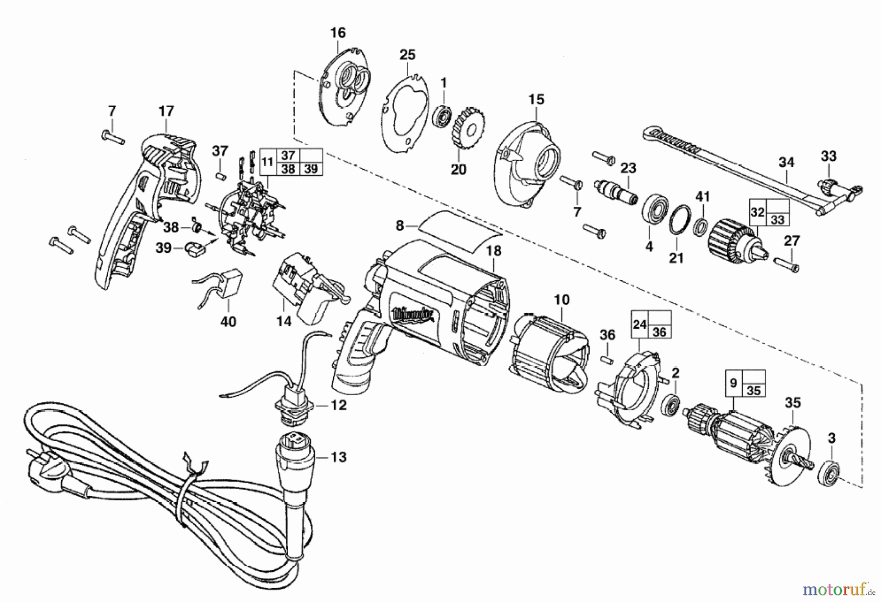  Milwaukee Kabelgeführte Geräte Bohren und Meißeln BOHRMASCHINEN HDE 6 RQ BOHRMASCHINE