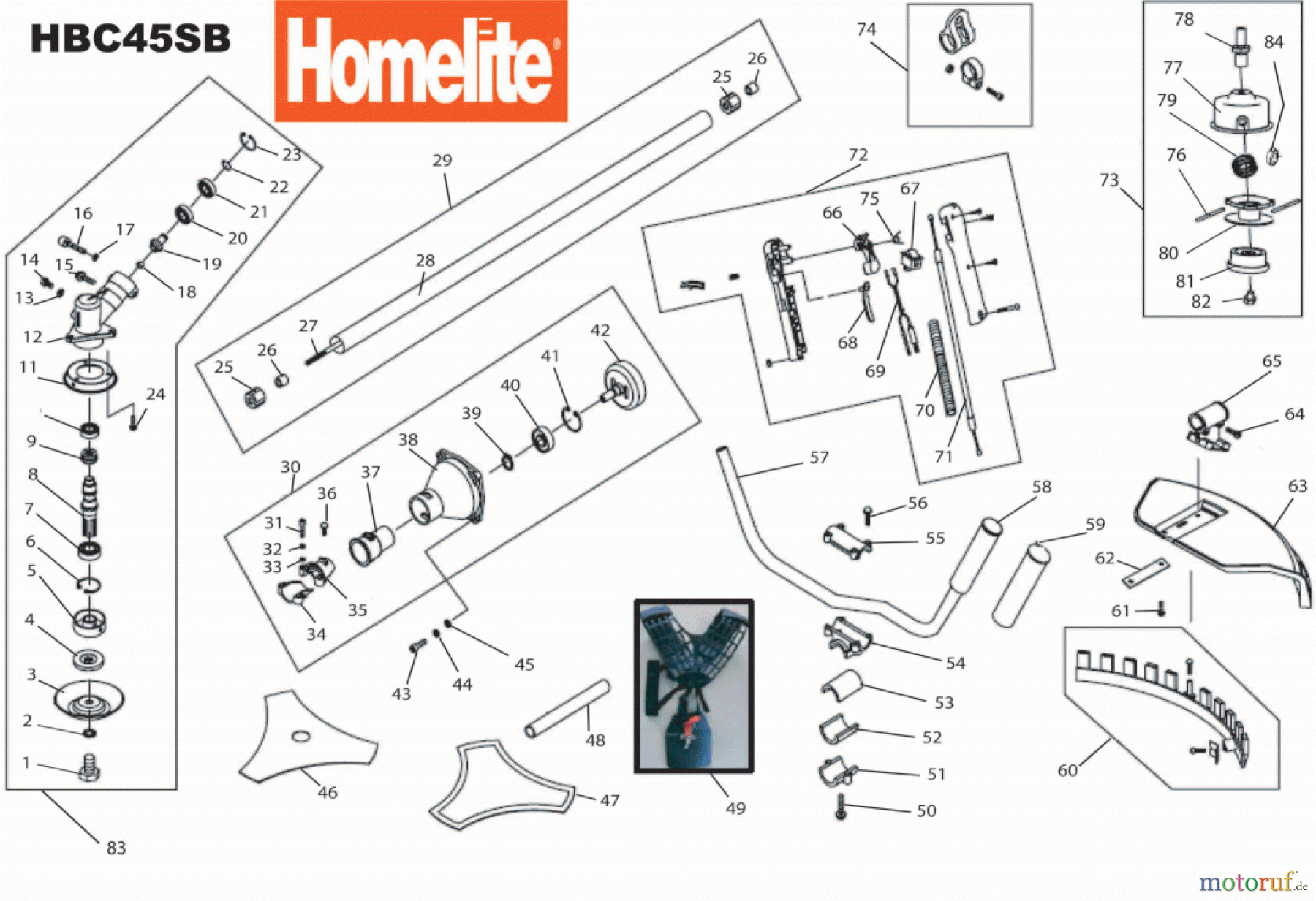 Homelite Motorsensen HBC45SB Seite 1