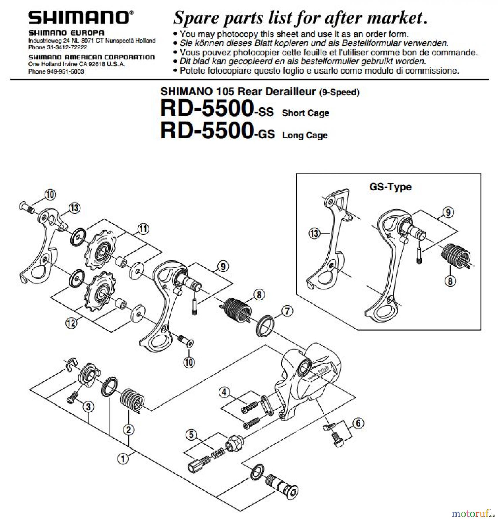 Shimano RD Rear Derailleur - Schaltwerk RD-5500