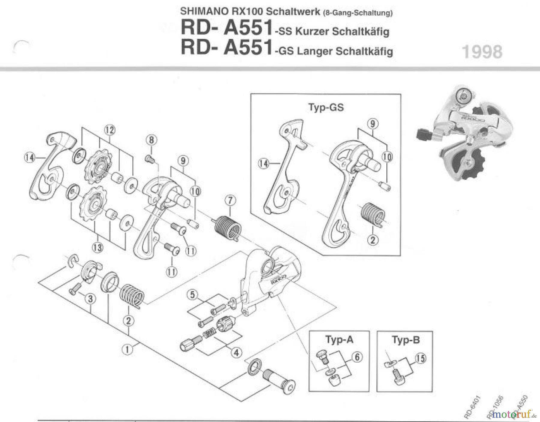 Shimano RD Rear Derailleur - Schaltwerk RD-A551-98