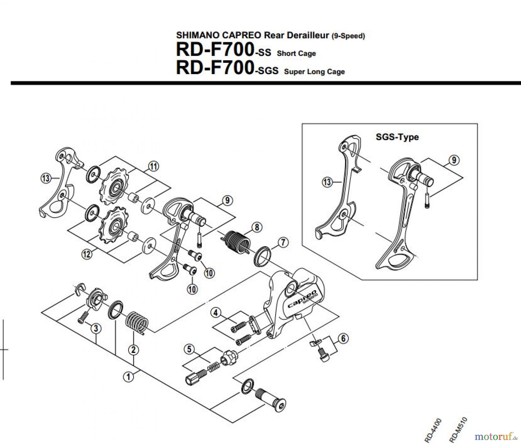 Shimano RD Rear Derailleur - Schaltwerk RD-F700
