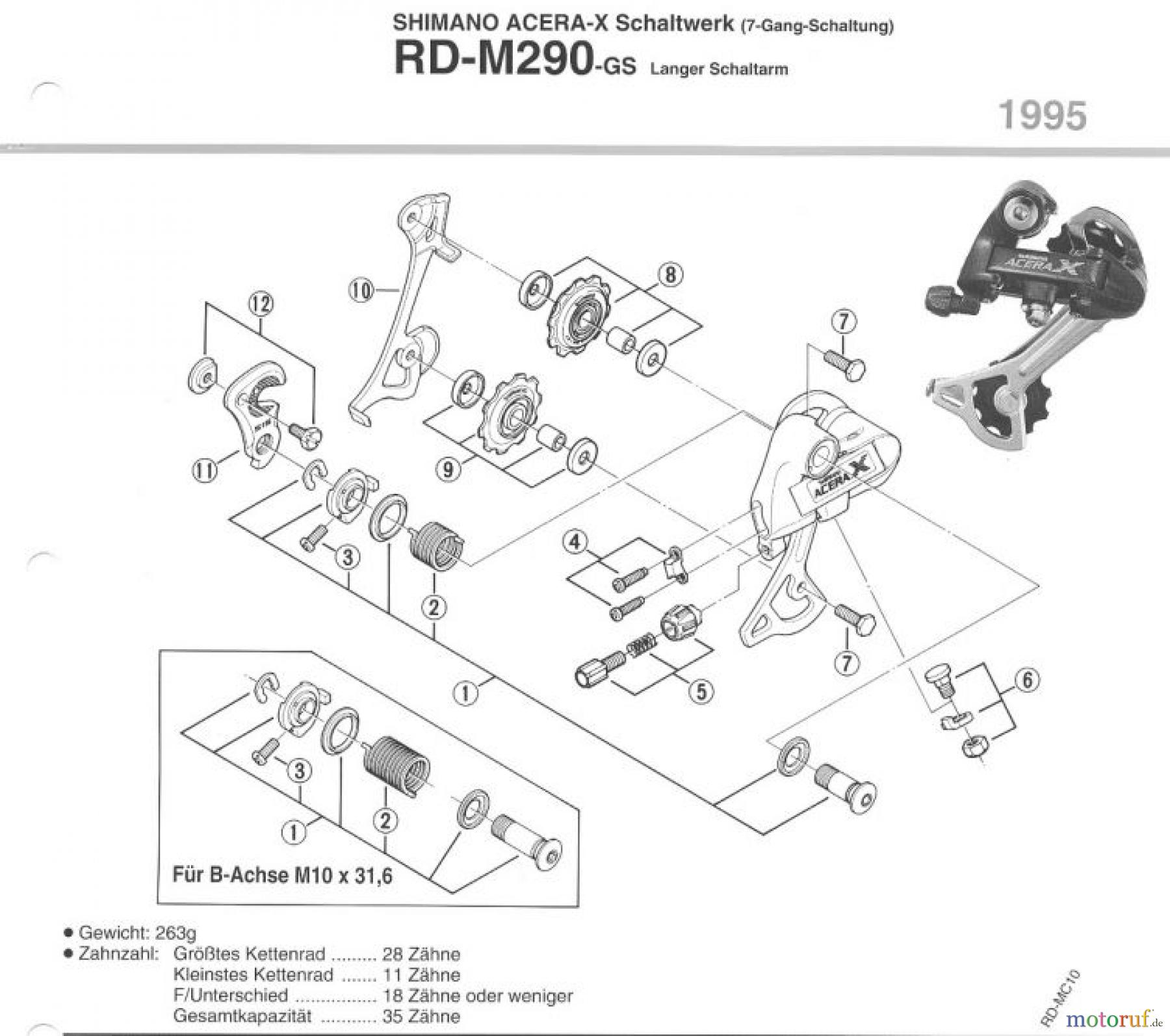 Shimano RD Rear Derailleur - Schaltwerk RD-M290-95