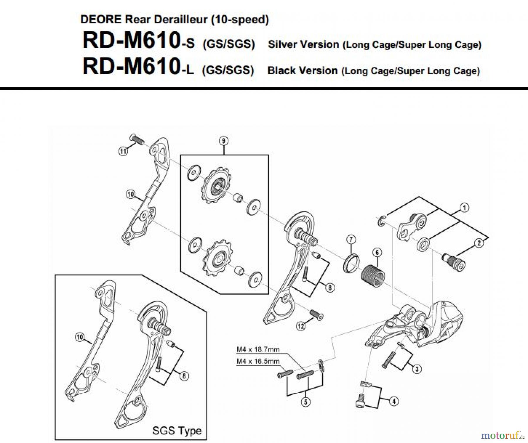 Shimano RD Rear Derailleur - Schaltwerk RD-M610-3519