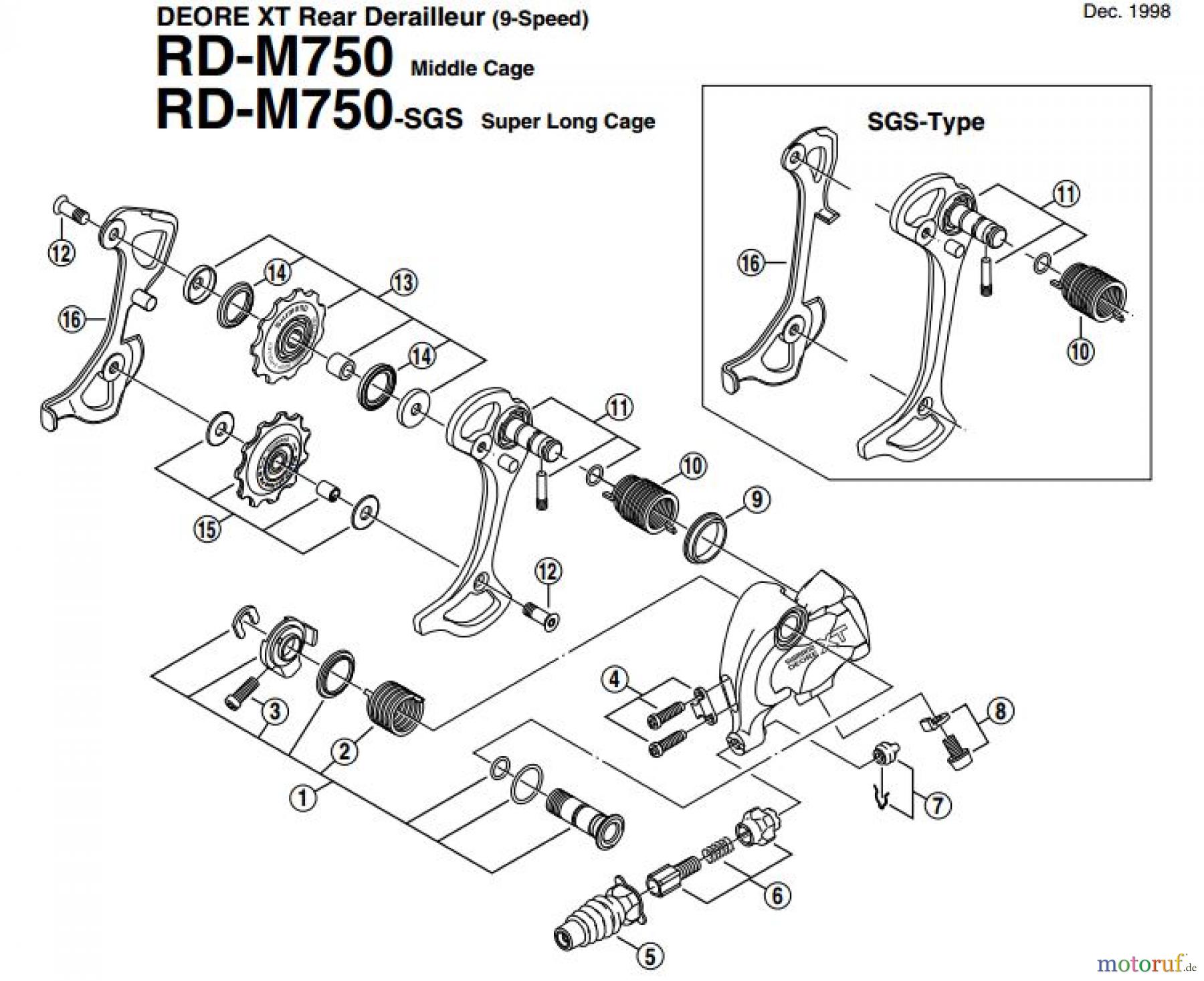 Shimano RD Rear Derailleur - Schaltwerk RD-M750-DEORE-XT
