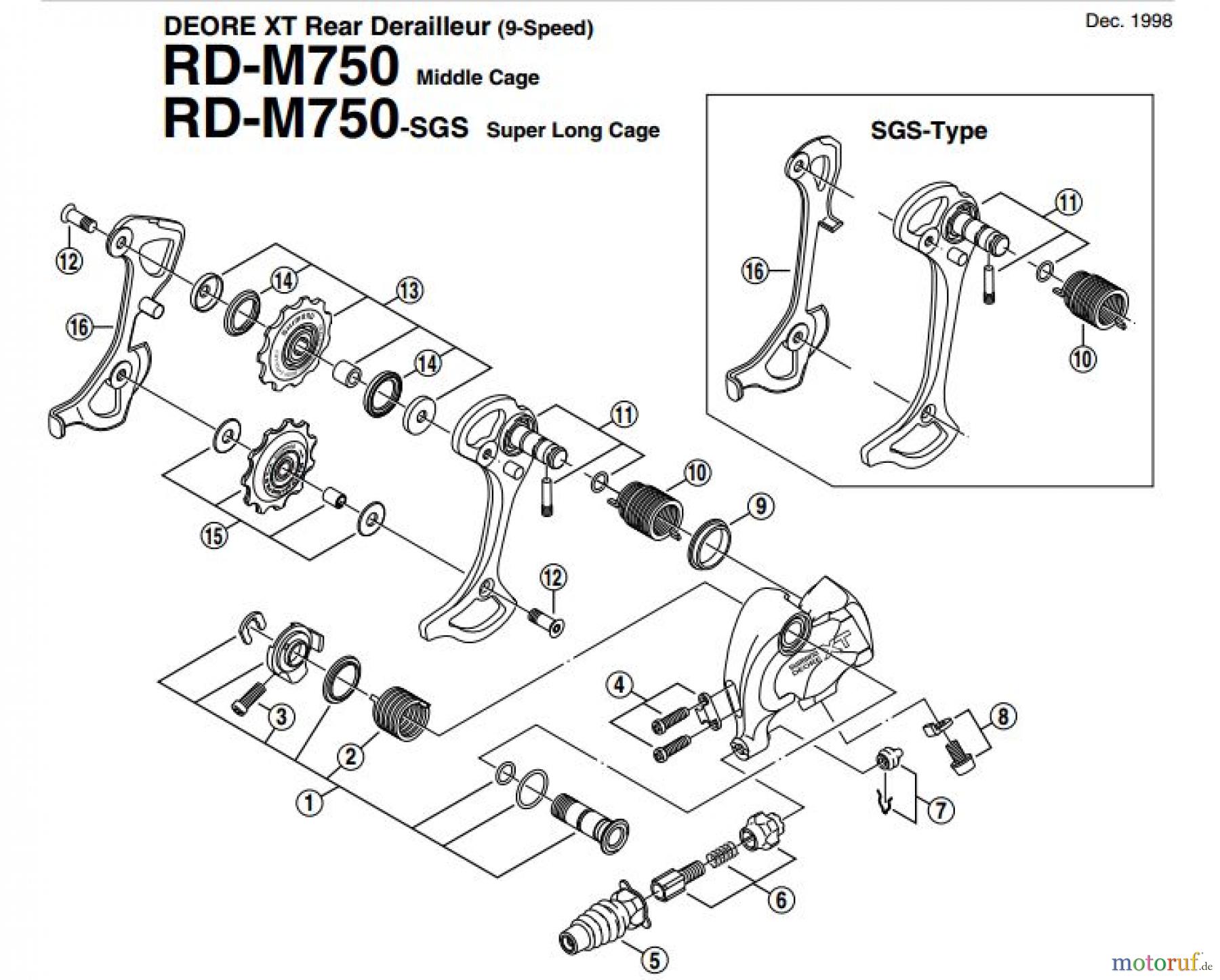 Shimano RD Rear Derailleur - Schaltwerk RD-M750-EV