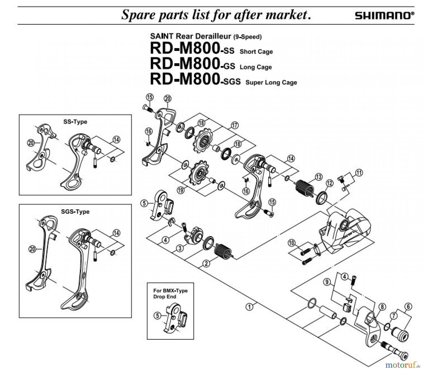 Shimano RD Rear Derailleur - Schaltwerk RD-M800