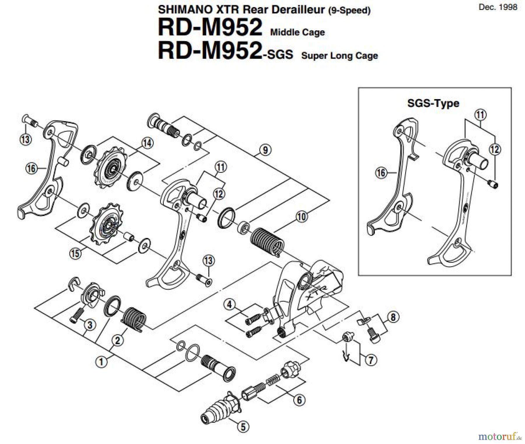 Shimano RD Rear Derailleur - Schaltwerk RD-M952-EV