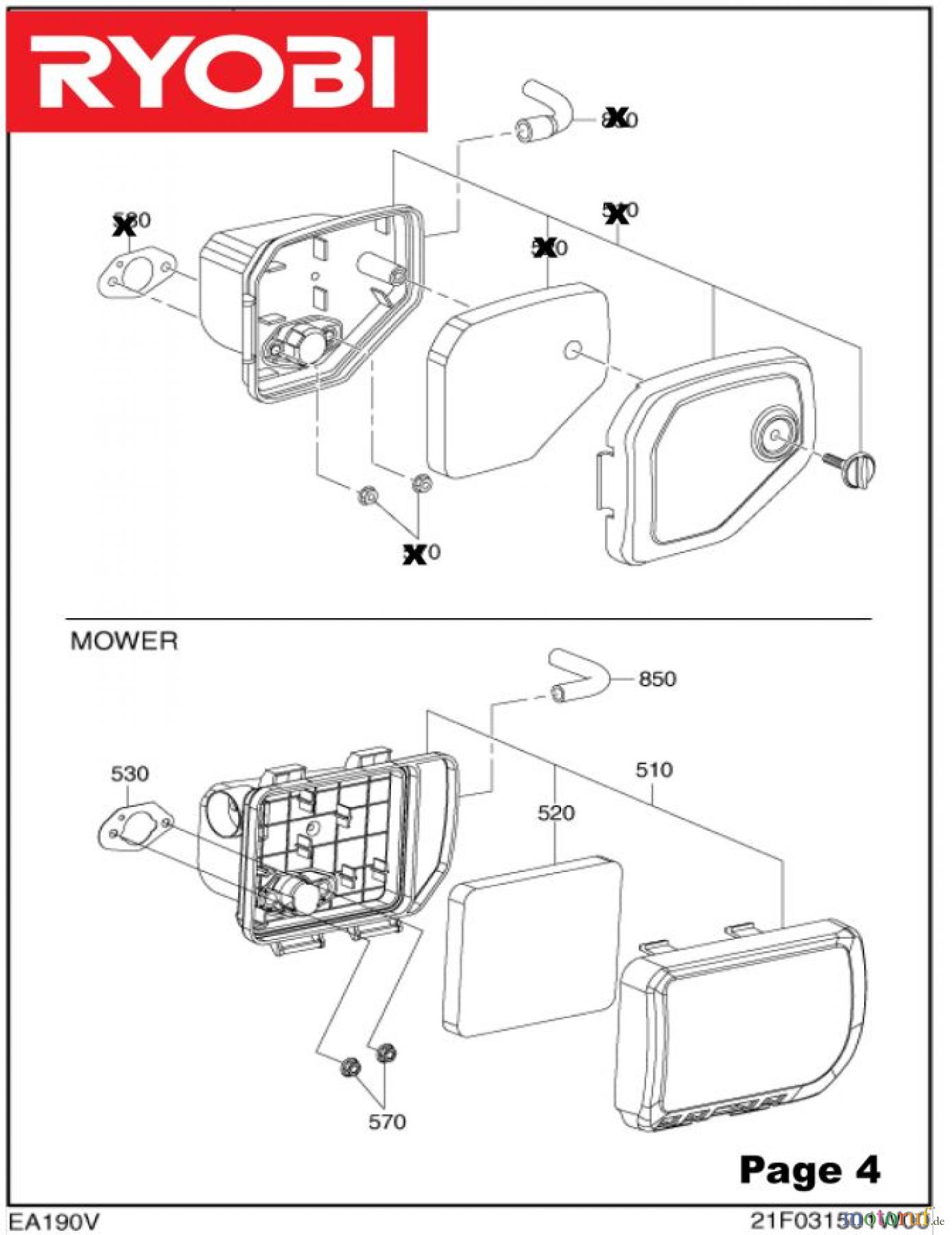  Ryobi Rasenmäher Benzin RLM5319SMEB Luftfilter