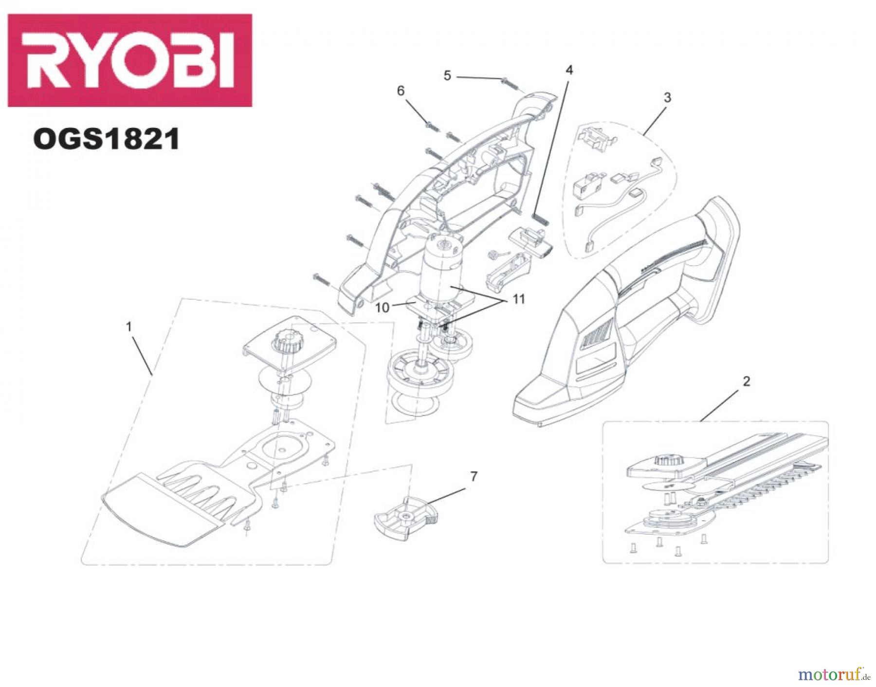 Ryobi Ast-, Strauch- und Grasscheren OGS1821