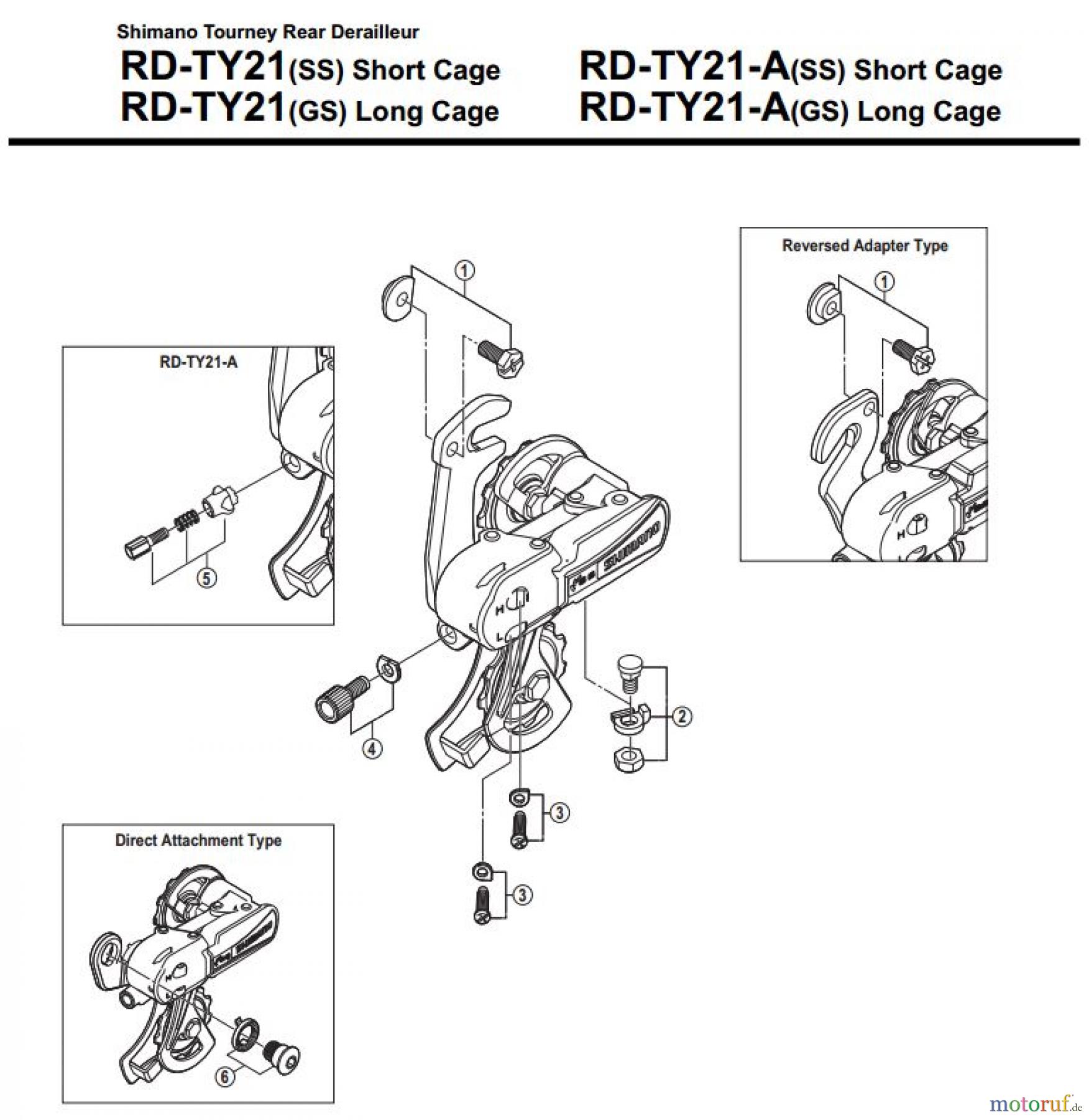 Shimano RD Rear Derailleur - Schaltwerk RD-TY21-A-3445A