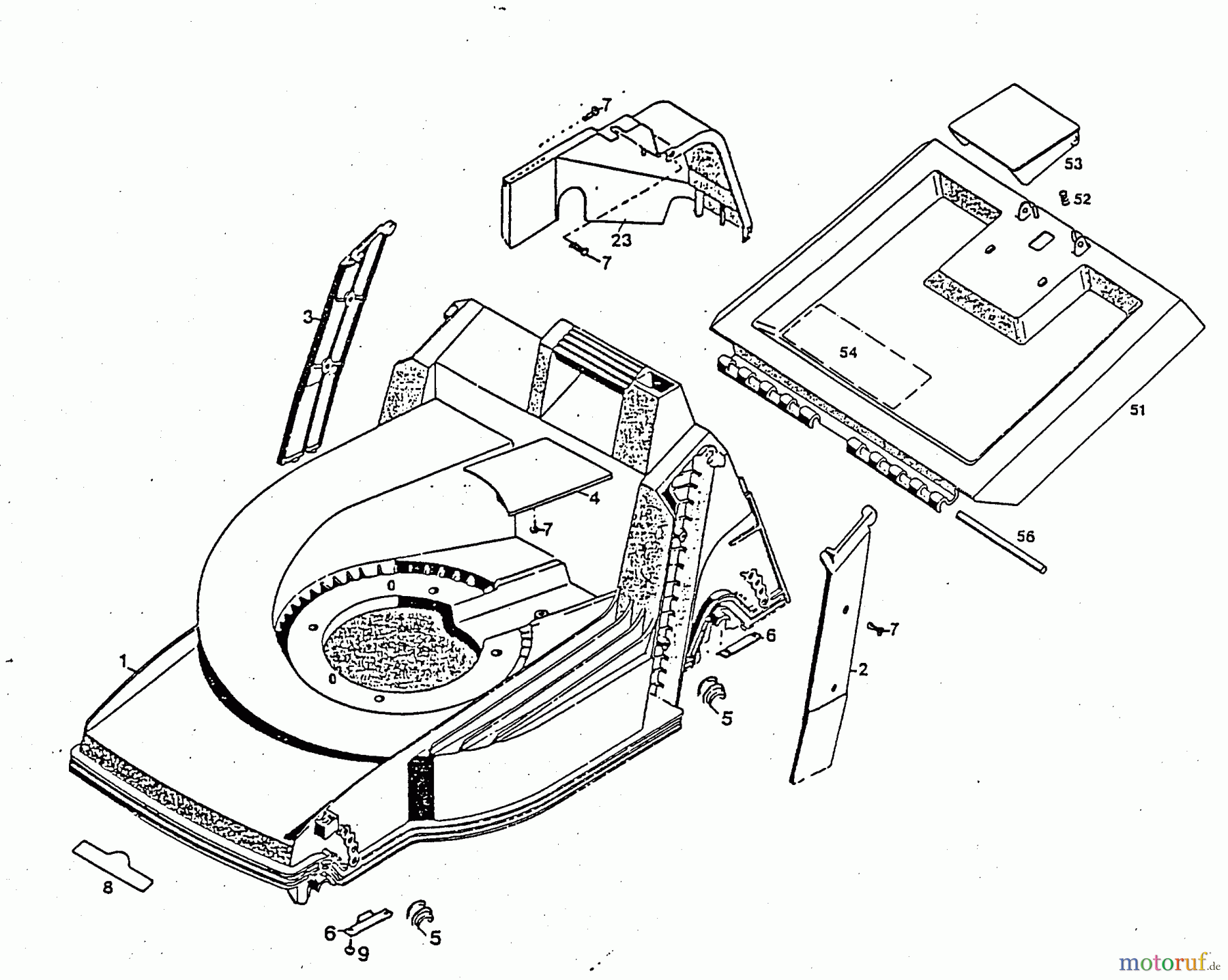 Wolf-Garten Motormäher mit Antrieb 6.42 BA 4722580 Serie C (1996) Heckklappe, Mähwerksgehäuse