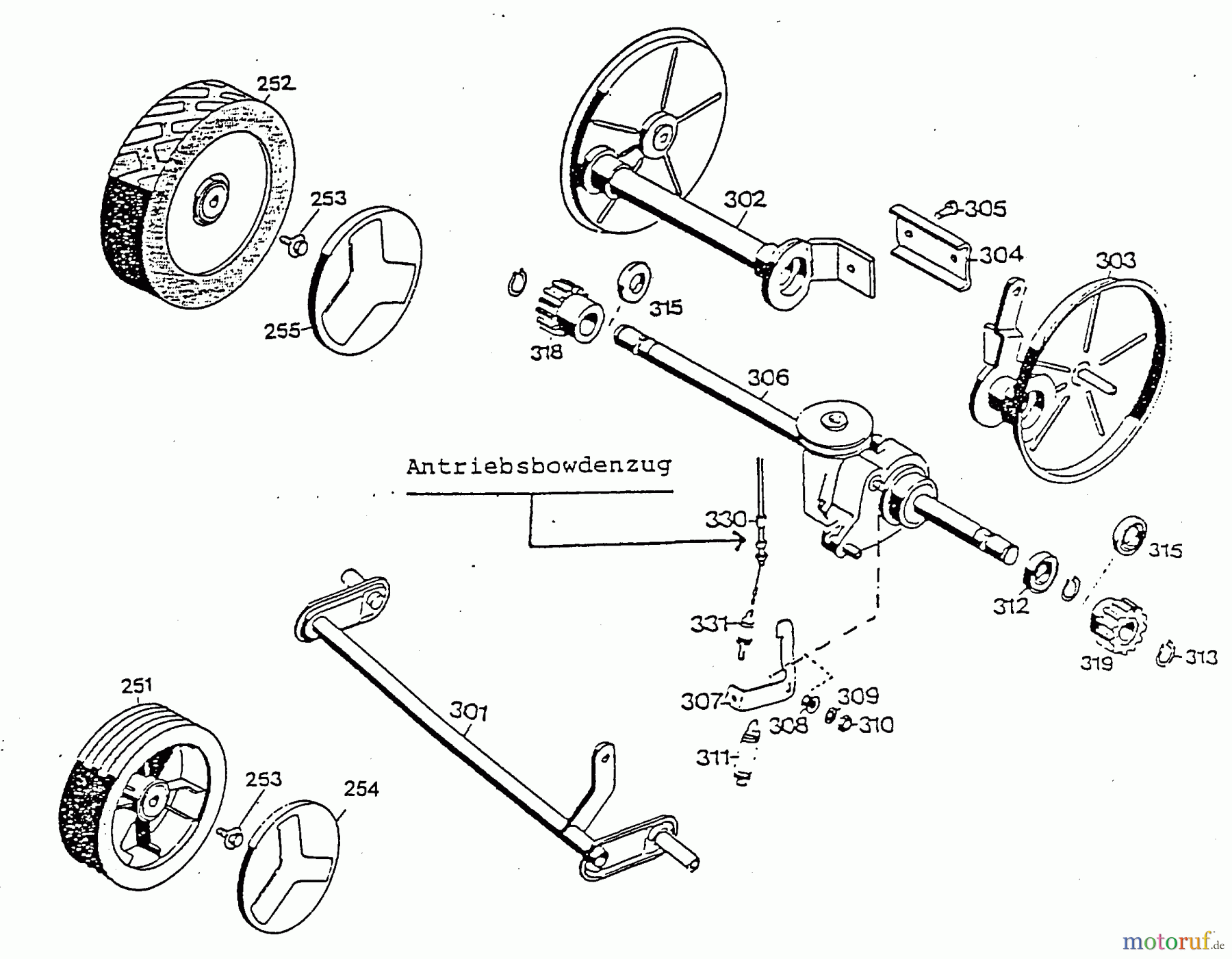 Wolf-Garten Motormäher mit Antrieb 6.42 BA 4722580 Serie C (1996) Getriebe, Räder