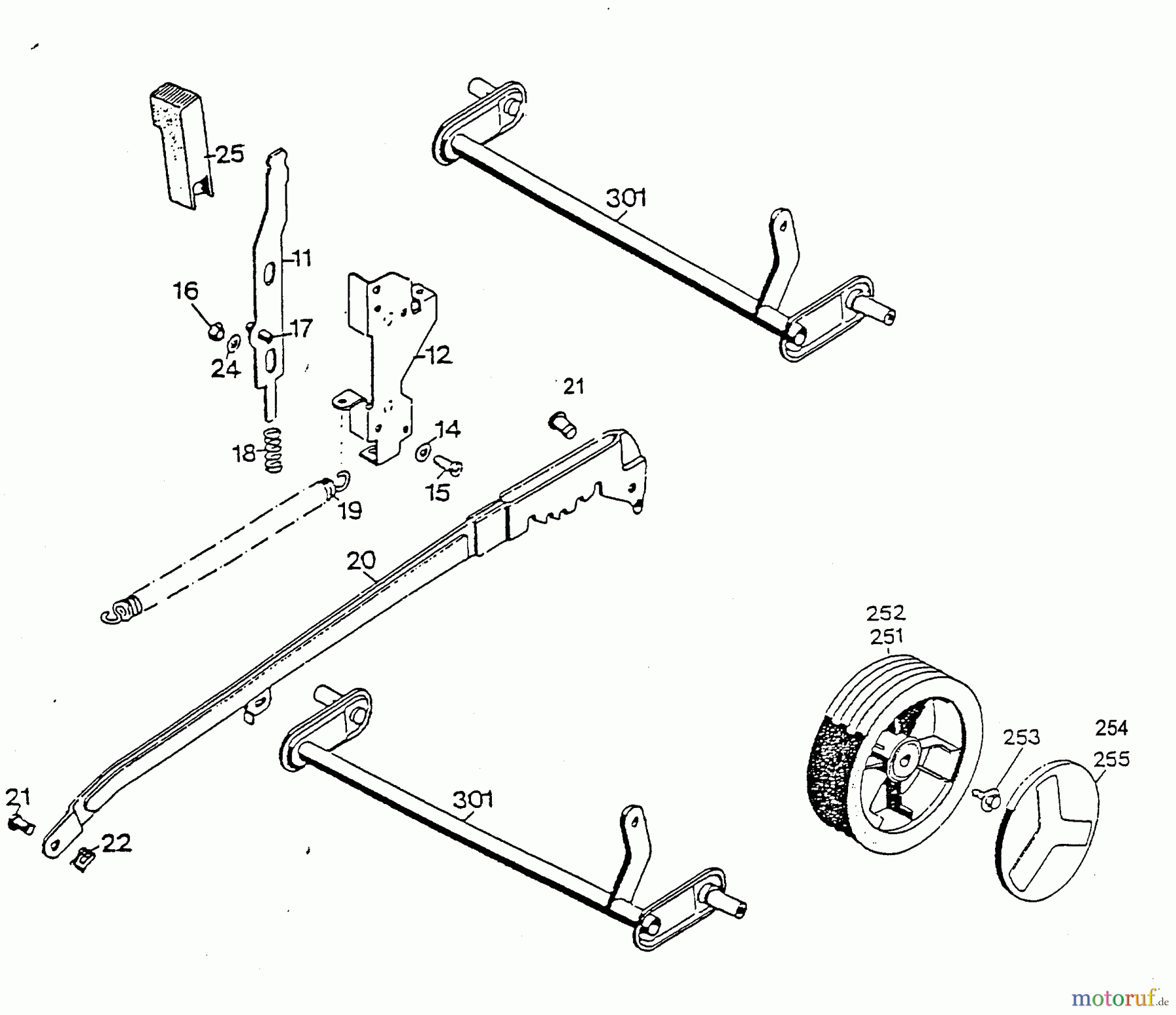 Wolf-Garten Motormäher 2.42 TL 4760886 Serie C (1996) Höhenverstellung, Räder