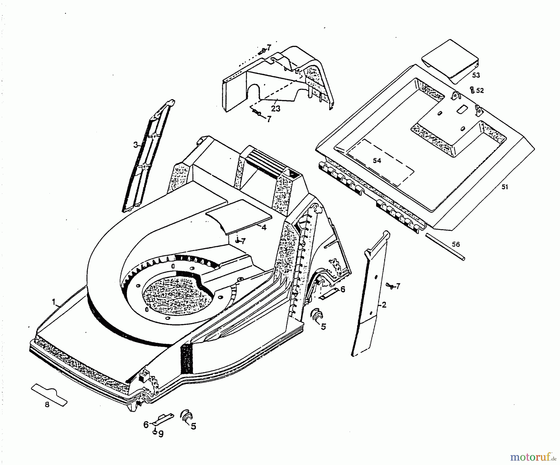 Wolf-Garten Motormäher mit Antrieb 6.42 BAK 4726000 Serie A (1997) Heckklappe, Mähwerksgehäuse