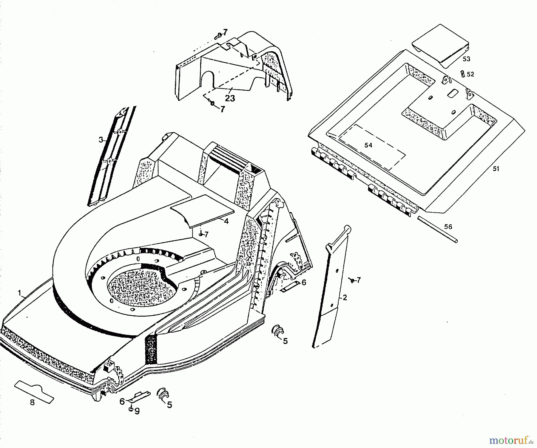 Wolf-Garten Motormäher mit Antrieb 2.42 TA 4765880 Serie D (1997) Heckklappe, Mähwerksgehäuse