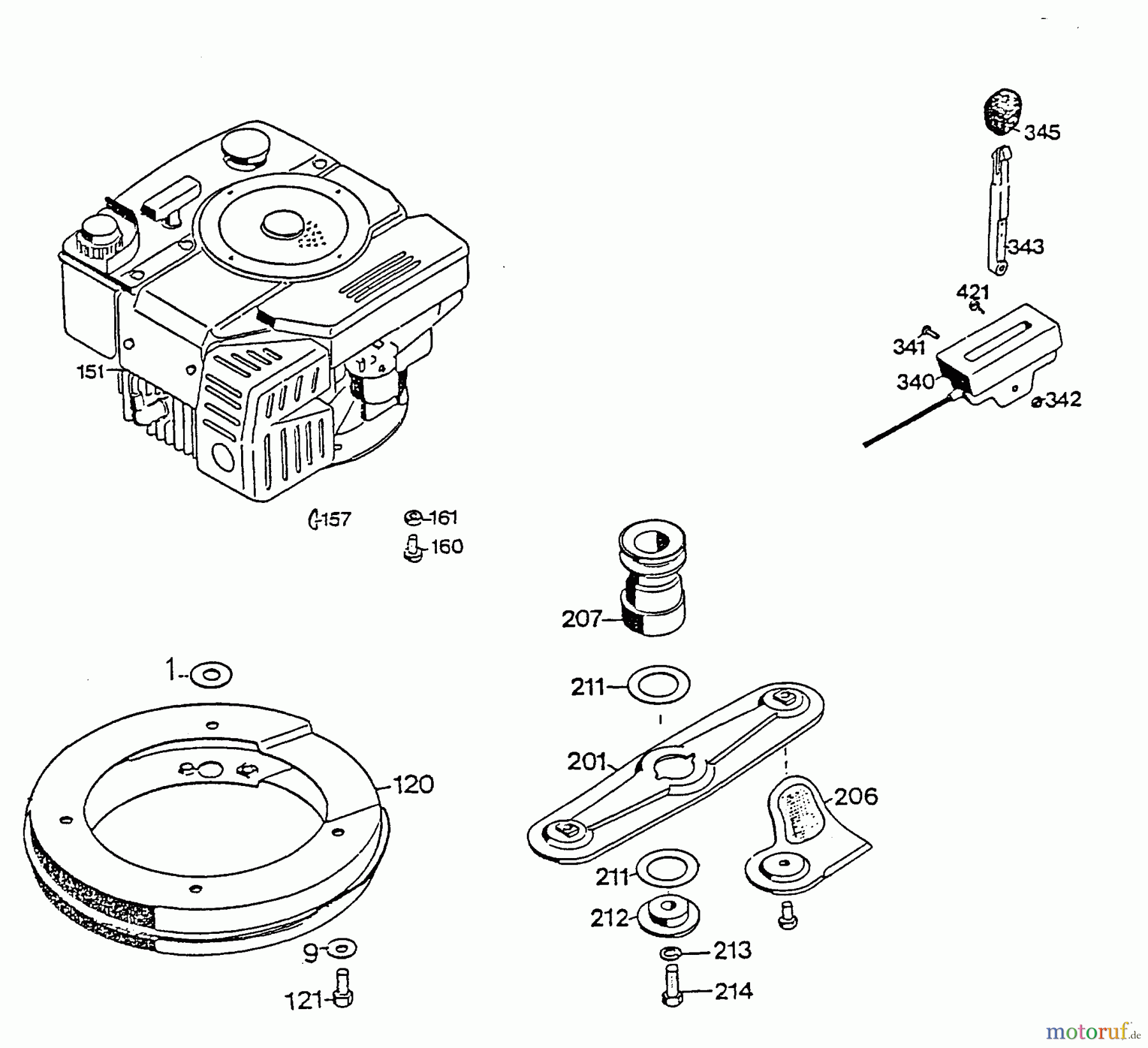 Wolf-Garten Motormäher 2.42 TL 4760888 Serie A (1998) Gaszug, Messer, Motor