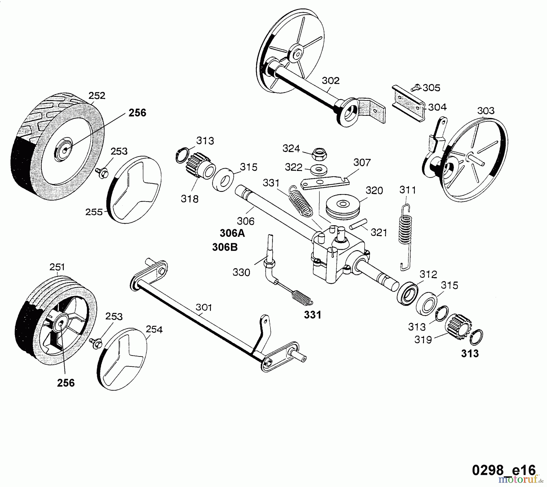 Wolf-Garten Motormäher mit Antrieb 6.42 HA 4776000 Serie A (1998) Getriebe, Räder