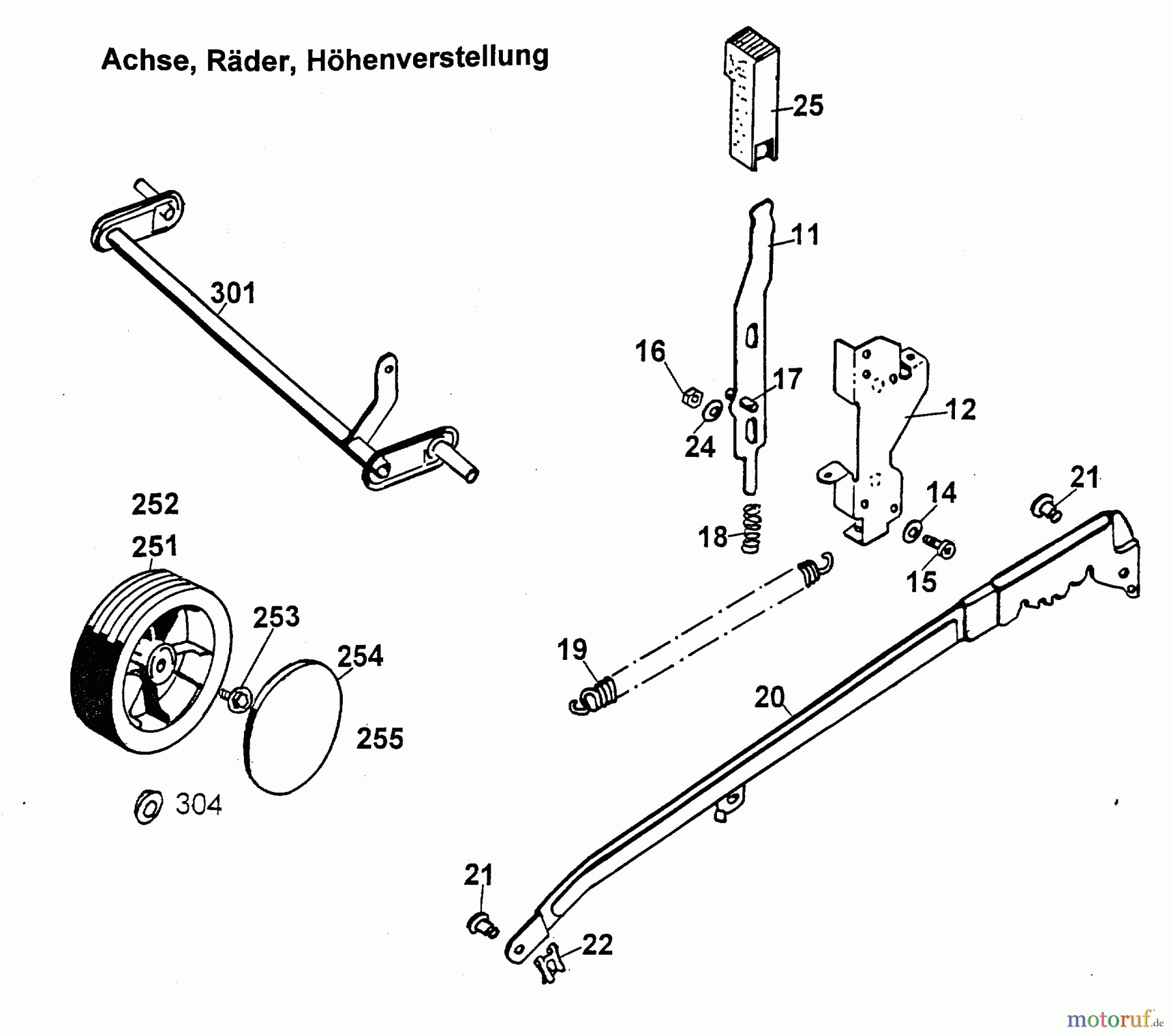  Wolf-Garten Motormäher 6.42 BK 4729000 Serie A  (1999) Höhenverstellung, Räder