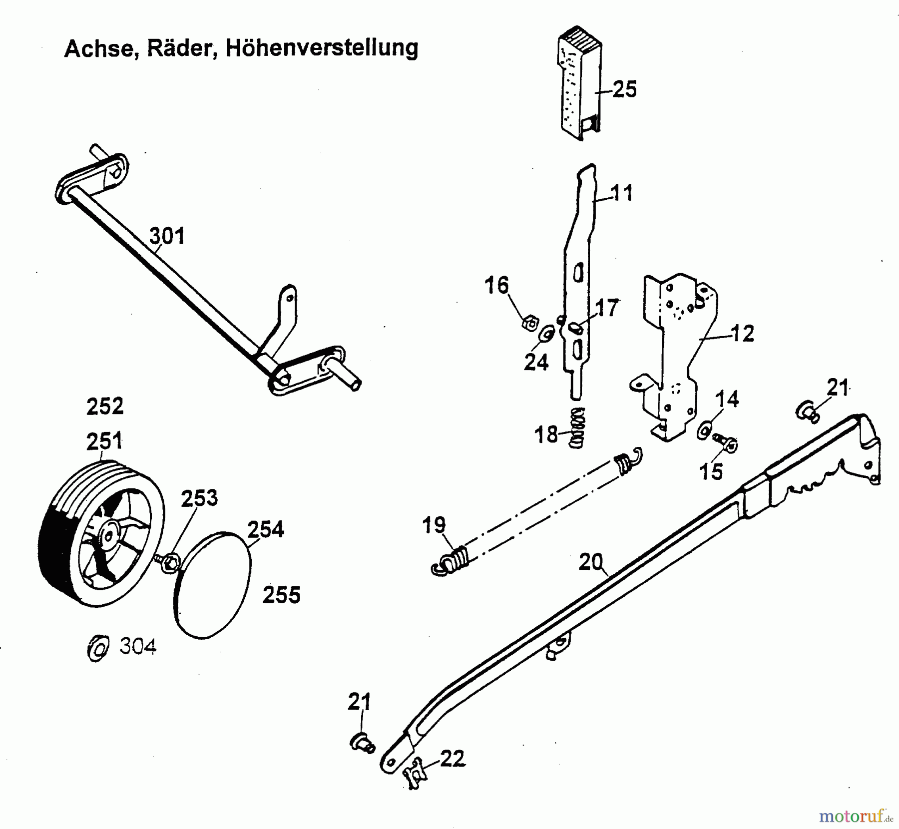 Wolf-Garten Motormäher 4.42 TB 4763005 Serie A (1999) Höhenverstellung, Räder