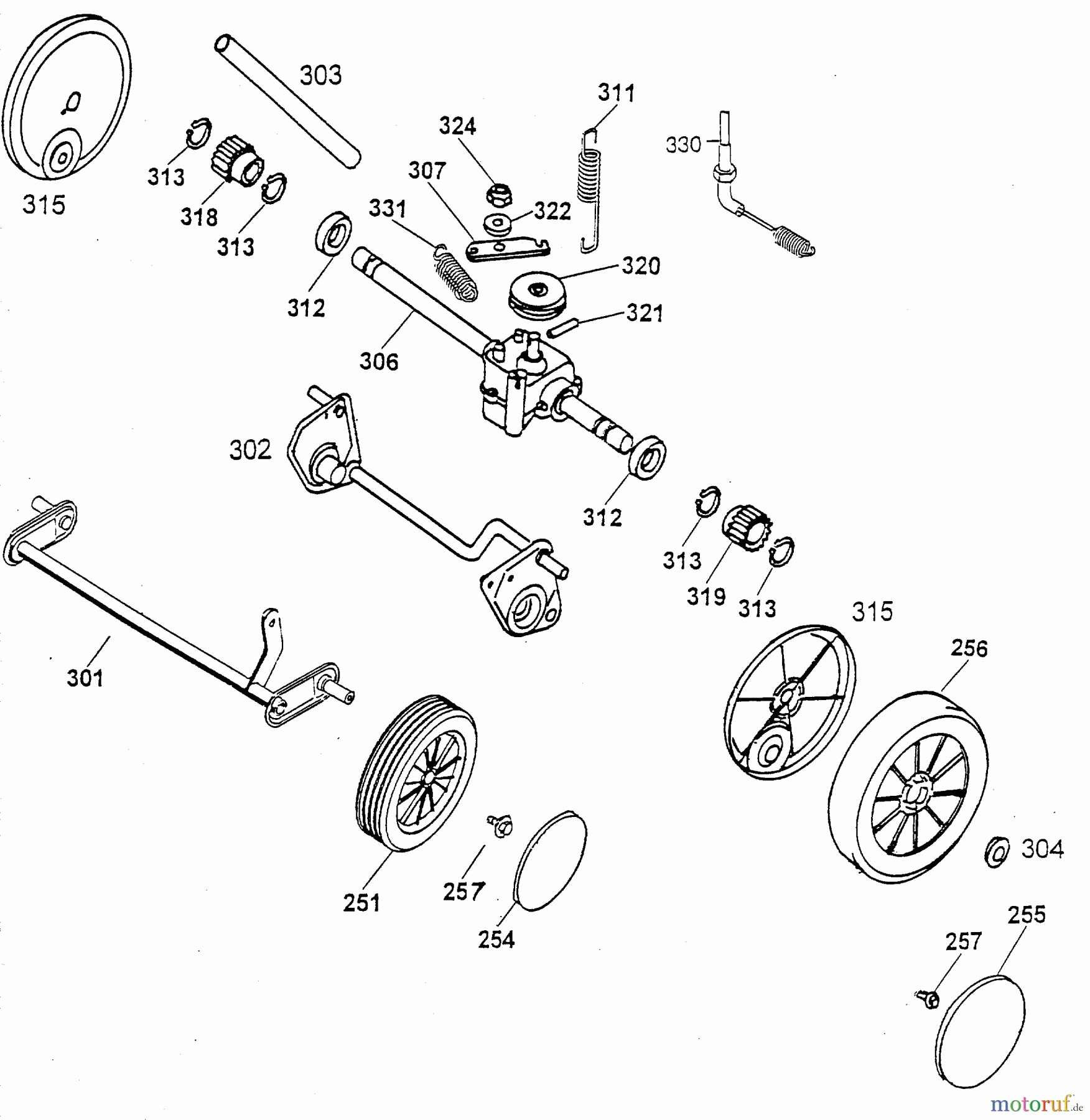 Wolf-Garten Motormäher mit Antrieb 2.42 TAK 4765889 Serie A (1999) Getriebe, Räder
