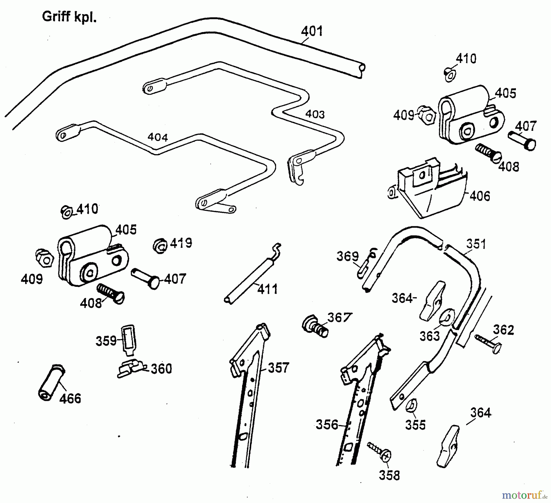 Wolf-Garten Motormäher mit Antrieb 2.42 TAK 4765889 Serie A (1999) Holm