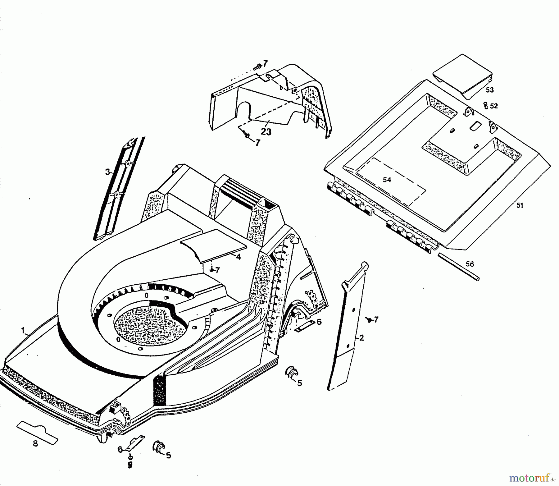  Wolf-Garten Elektromäher 4.42 E 4940680 Serie E  (1996) Heckklappe, Mähwerksgehäuse