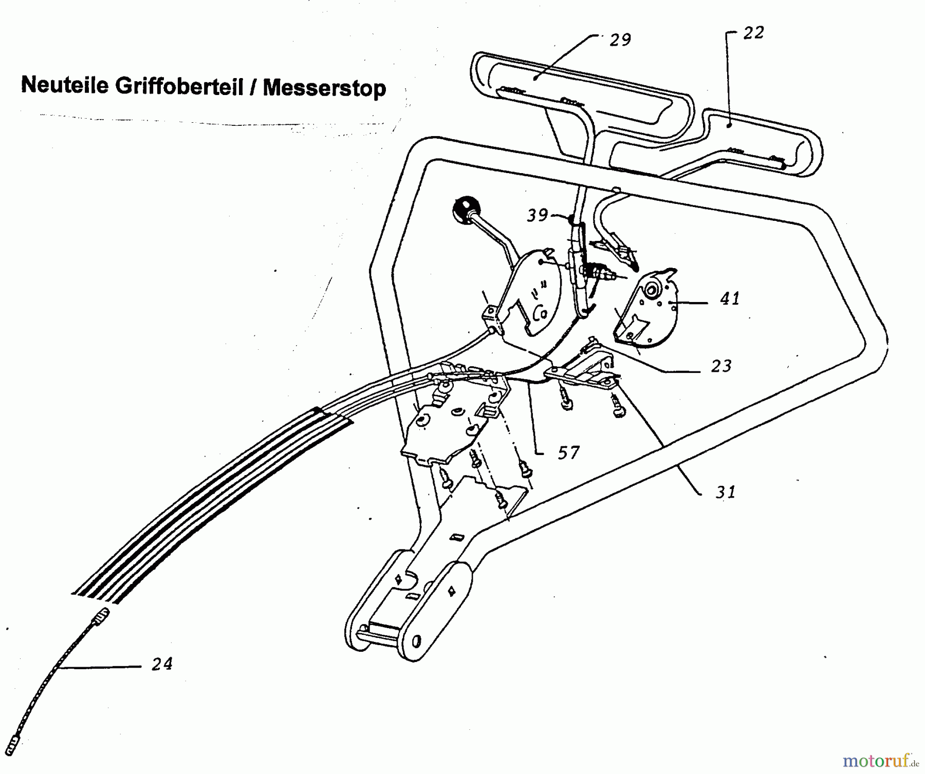 Wolf-Garten Motormäher mit Antrieb 4.46 BA 6910580 Serie A (1996) Bowdenzug, Elektroteile