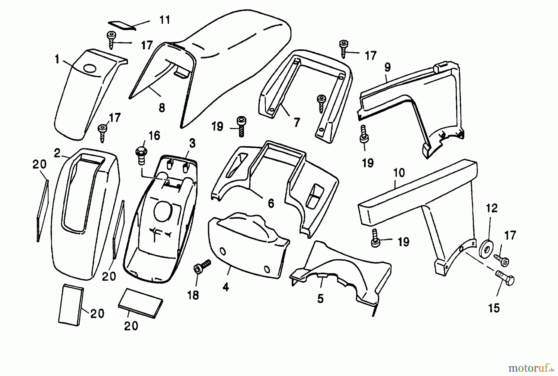 Wolf-Garten Scooter OHV 3 6990000 Serie B, C (1999) Sitz, Verkleidungen