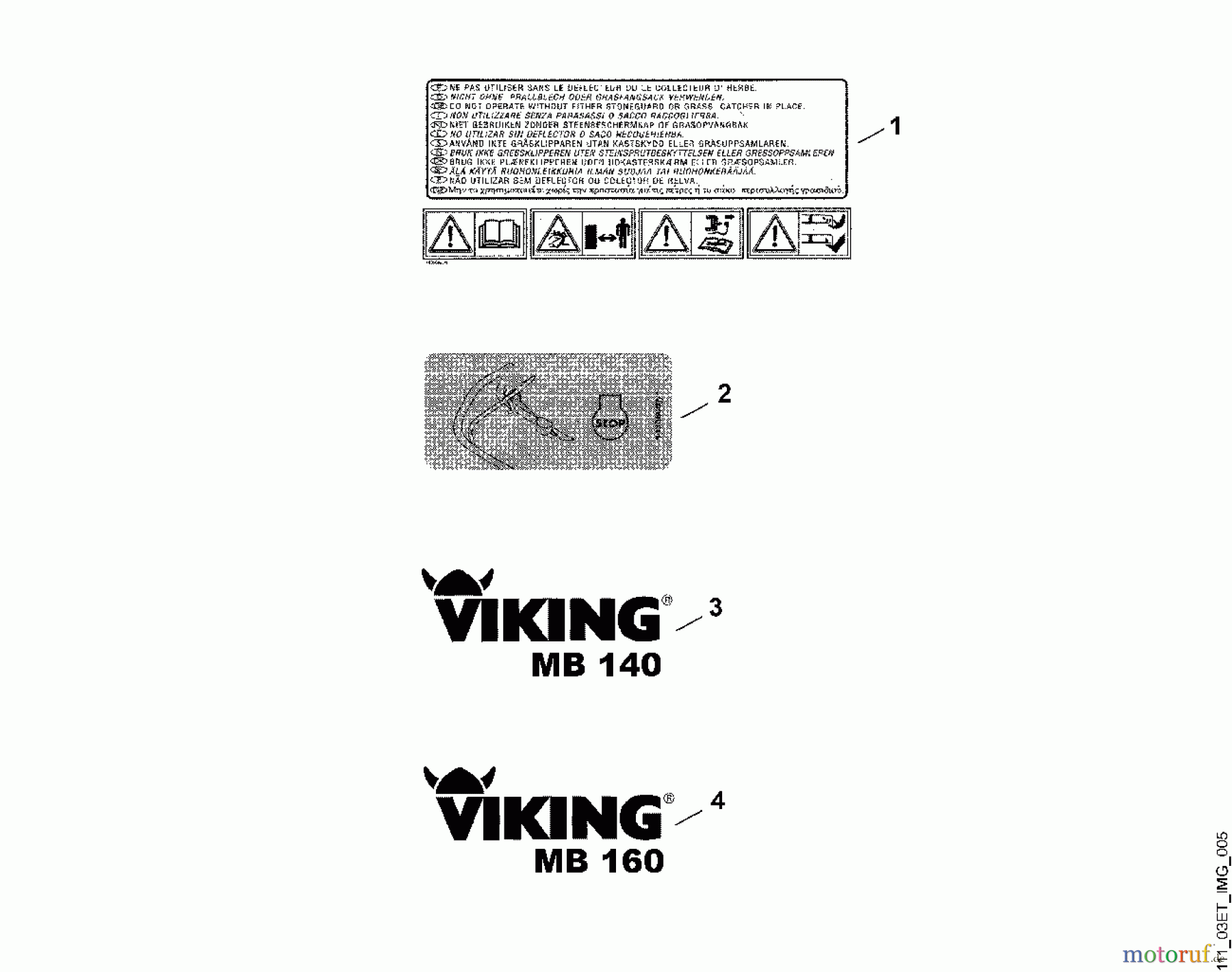 Viking Rasenmäher Benzinrasenmäher MB 140, MB 160 E - Aufkleber