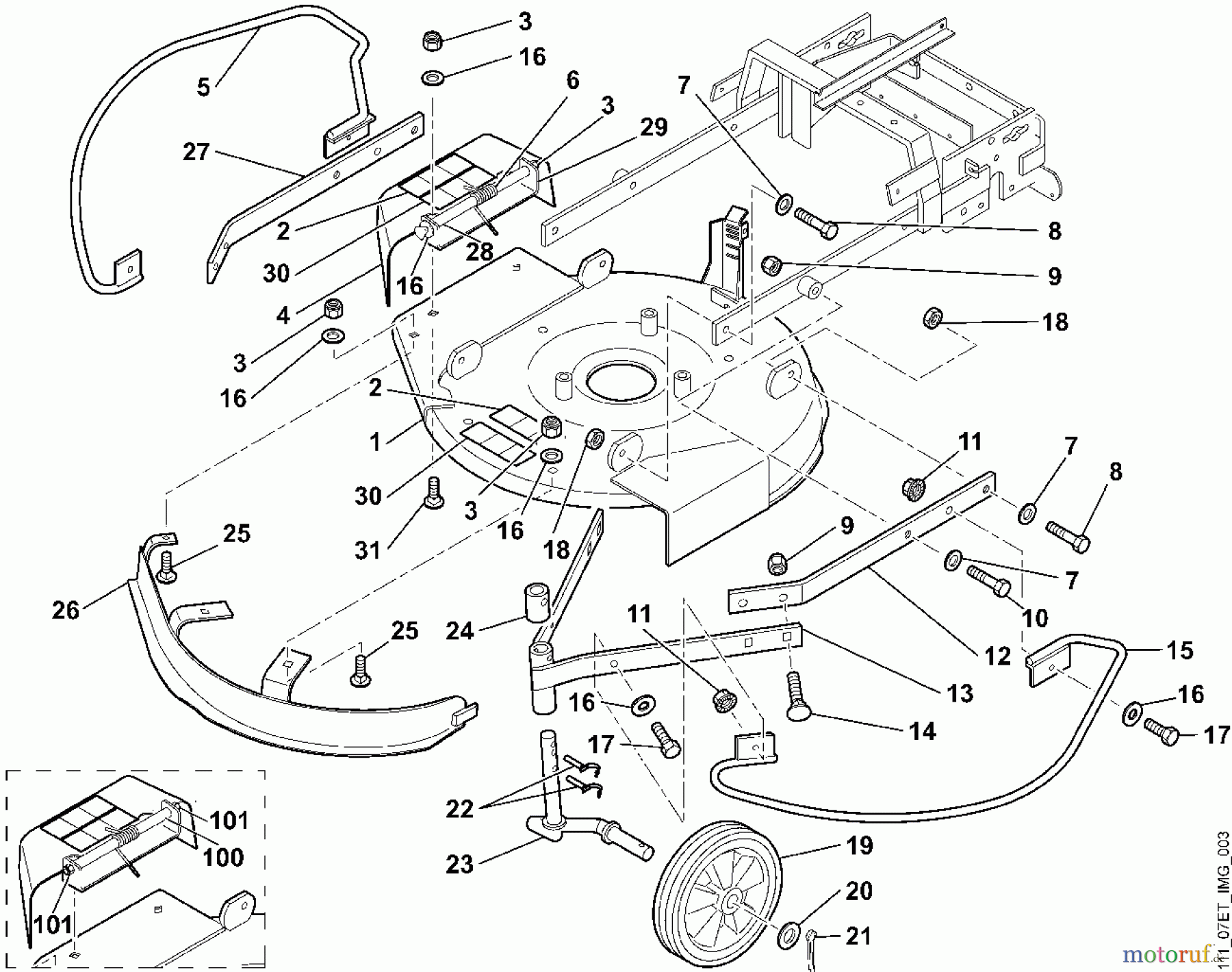 Viking Rasenmäher Benzinrasenmäher MB 6 RC C - Gehäuse, Rad vorne