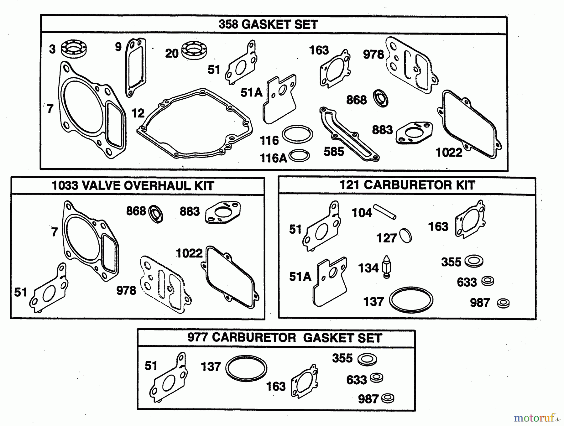 Wolf-Garten Benzinmotoren Briggs&Stratton Intek Edge OHV 2057006 (2004) Dichtungssatz