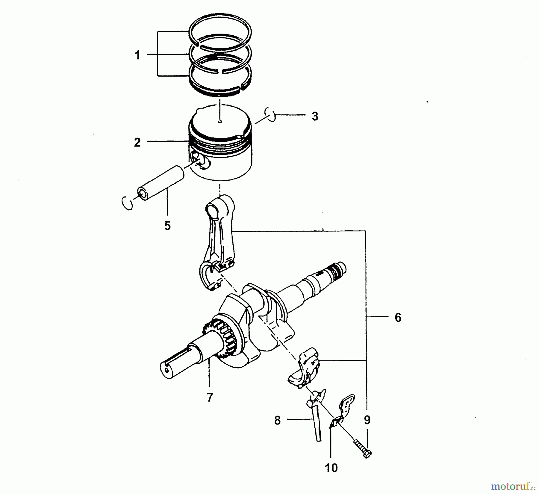  Wolf-Garten Benzinmotoren Kawasaki FA 76 2055000  (2003) Kolben, Kurbelwelle, Pleuel