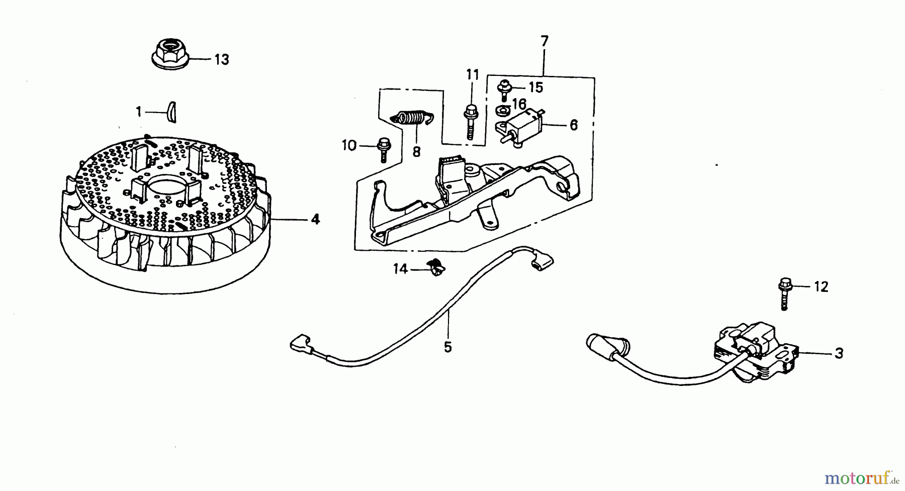 Wolf-Garten Benzinmotoren Honda GCV 135 2098075 (2003) Bremse, Schwungrad, Zündspule