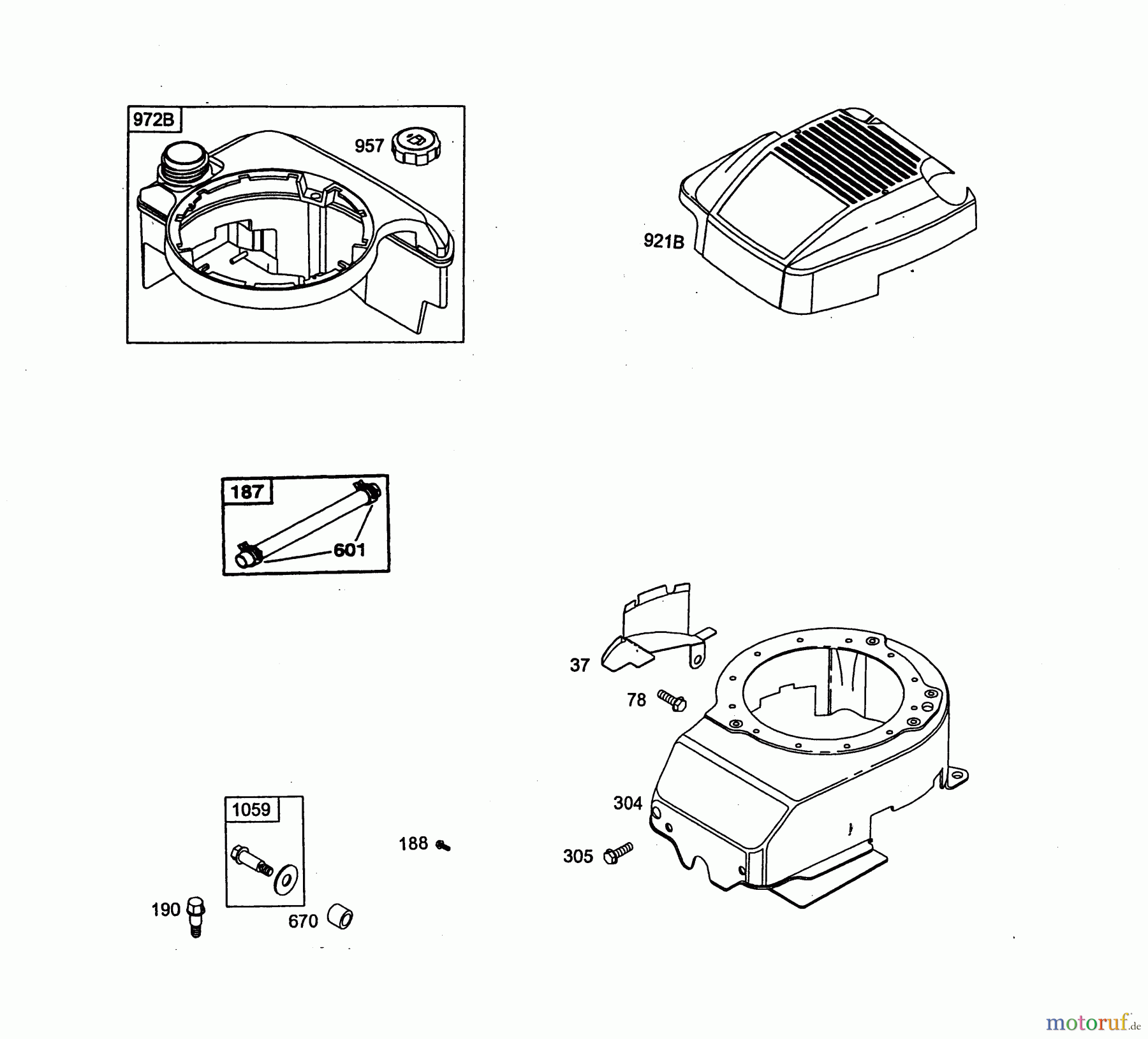  Wolf-Garten Benzinmotoren Briggs&Stratton Quantum 55 XTE 2069070-55  (2004) Gebläsegehäuse, Tank