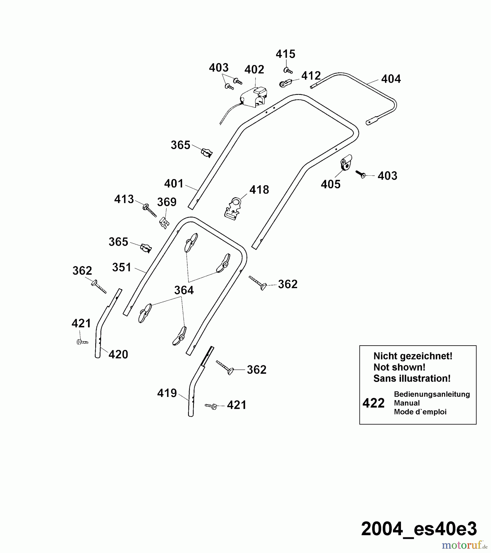 Wolf-Garten Elektromäher Esprit 40 E 4020680 Serie C, D (2004) Holm